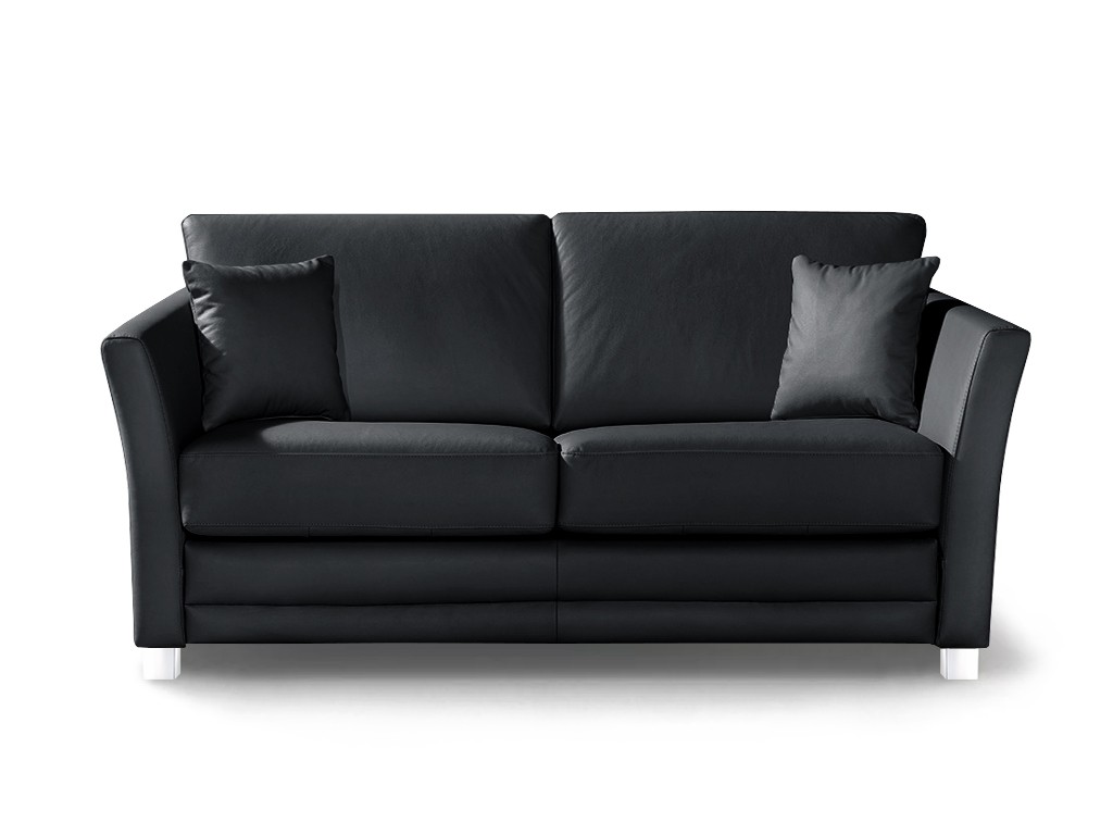 Ansicht des Produktes Ancona Schlafsofa Längsschläfer in Leder Schwarz