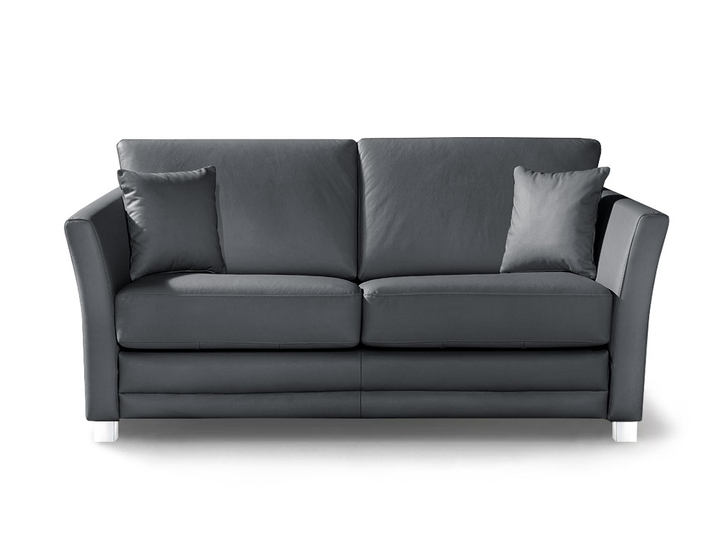 Ansicht des Produktes Ancona Schlafsofa Längsschläfer in Leder Grau