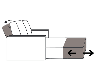 Canapé XL links motorisch verstellbar bis zur Liegeposition (optimale Nutzung nur mit Kopfstütze)