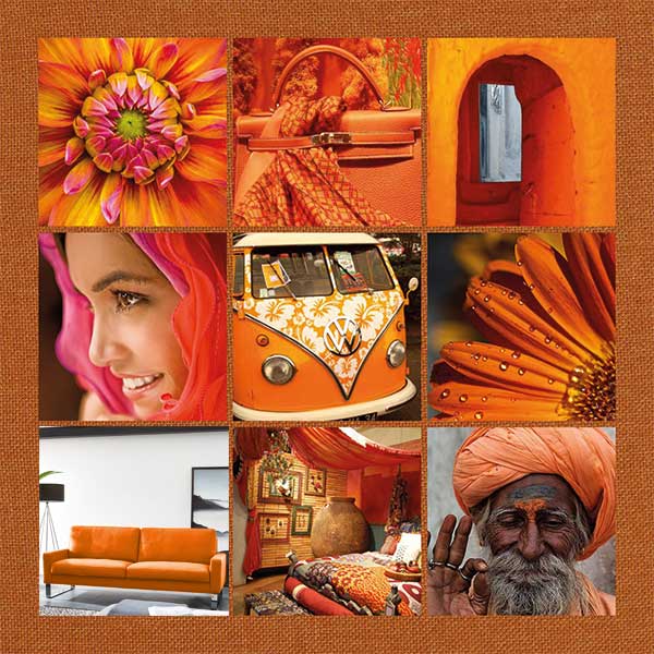 Sofa Farbwelt der orange Multipolster aus