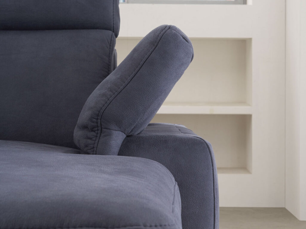 Wohnlandschaft dunkelblau mit Armteilverstellung