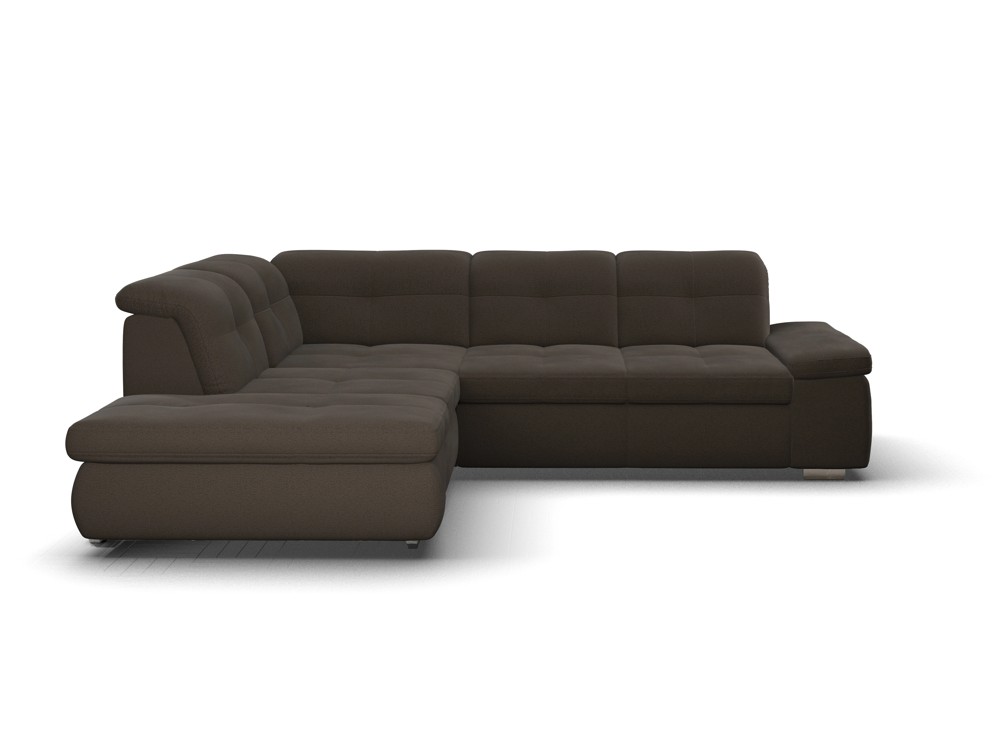 Ansicht des Produktes SC Smart 1001 Ecksofa links Abschluss offen in Stoff Braun