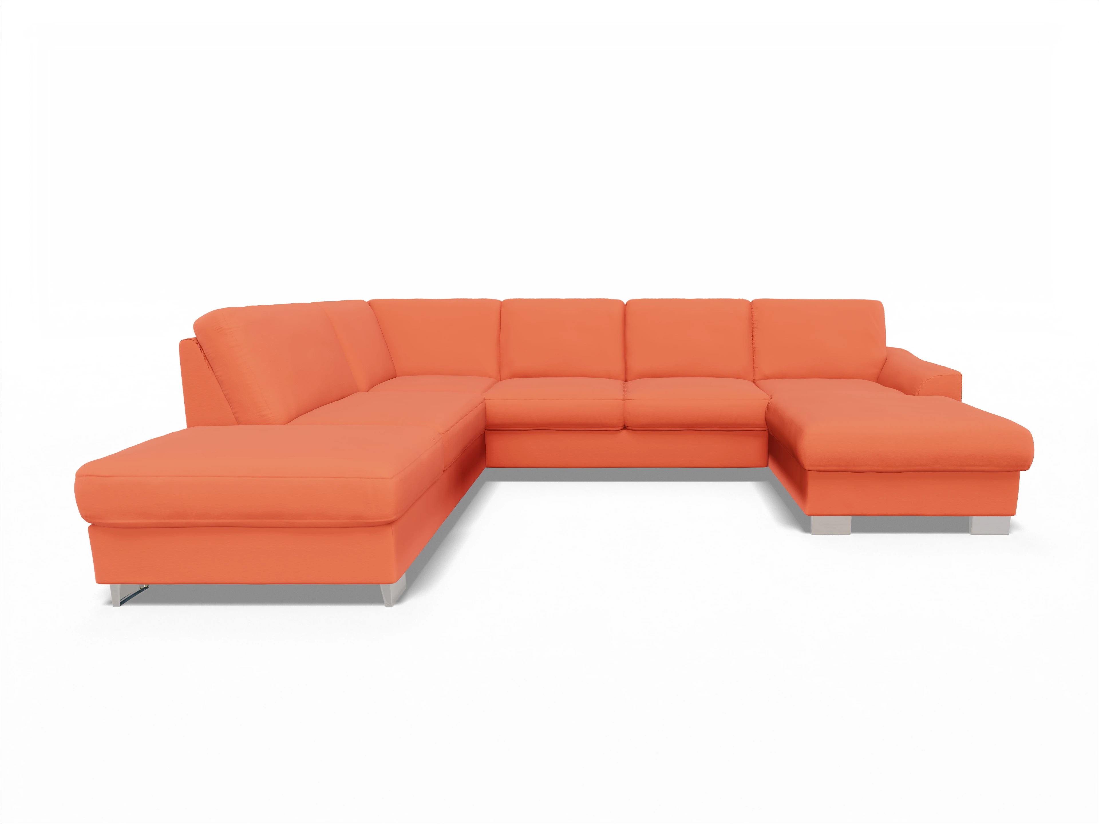 Ansicht des Produktes SC Family 1028 Wohnlandschaft offen beidseitig in Stoff Orange