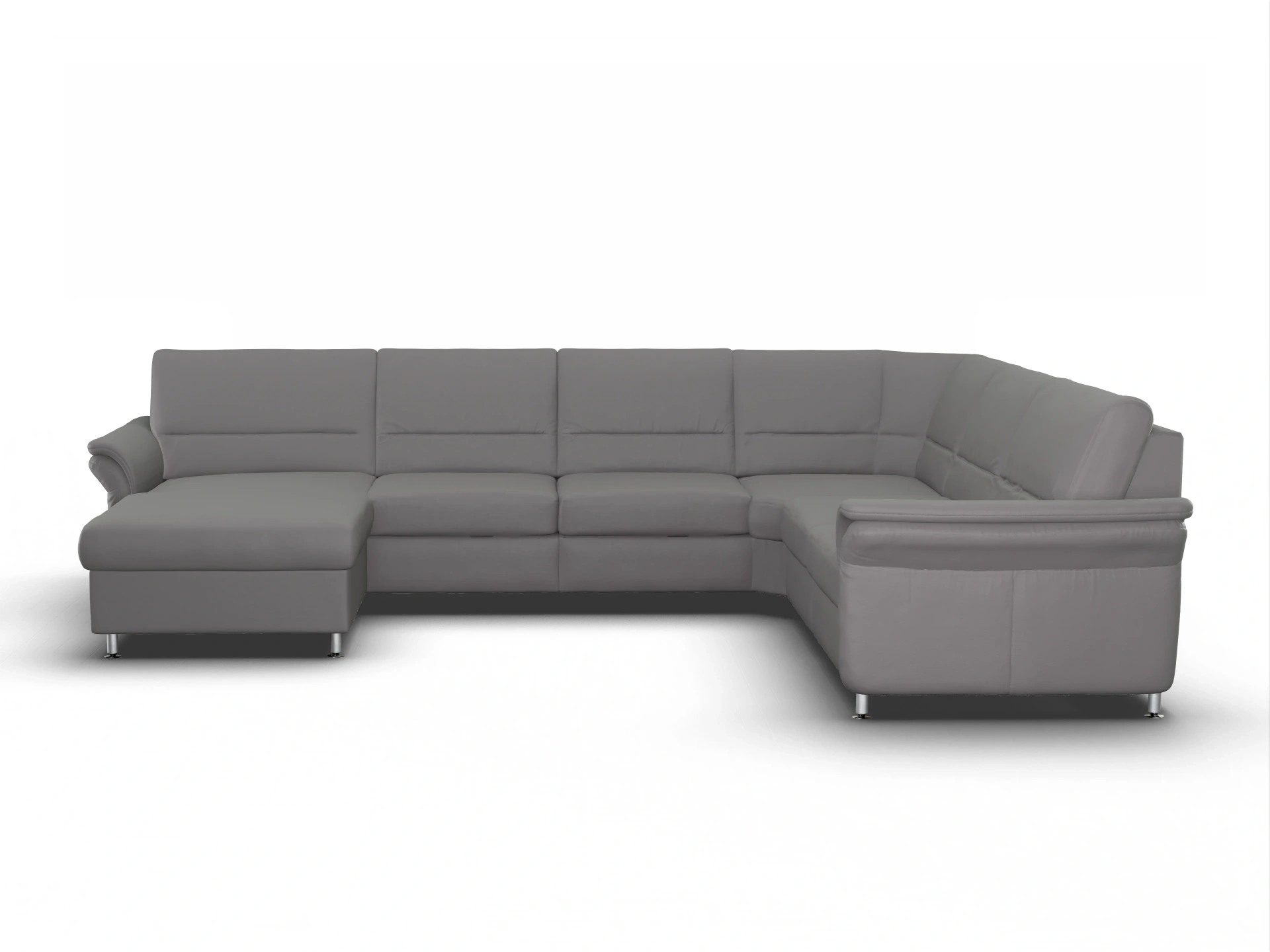 Ansicht des Produktes SC Select 1010 Wohnlandschaft Armlehne rechts Abschluss offen links in Leder Grau