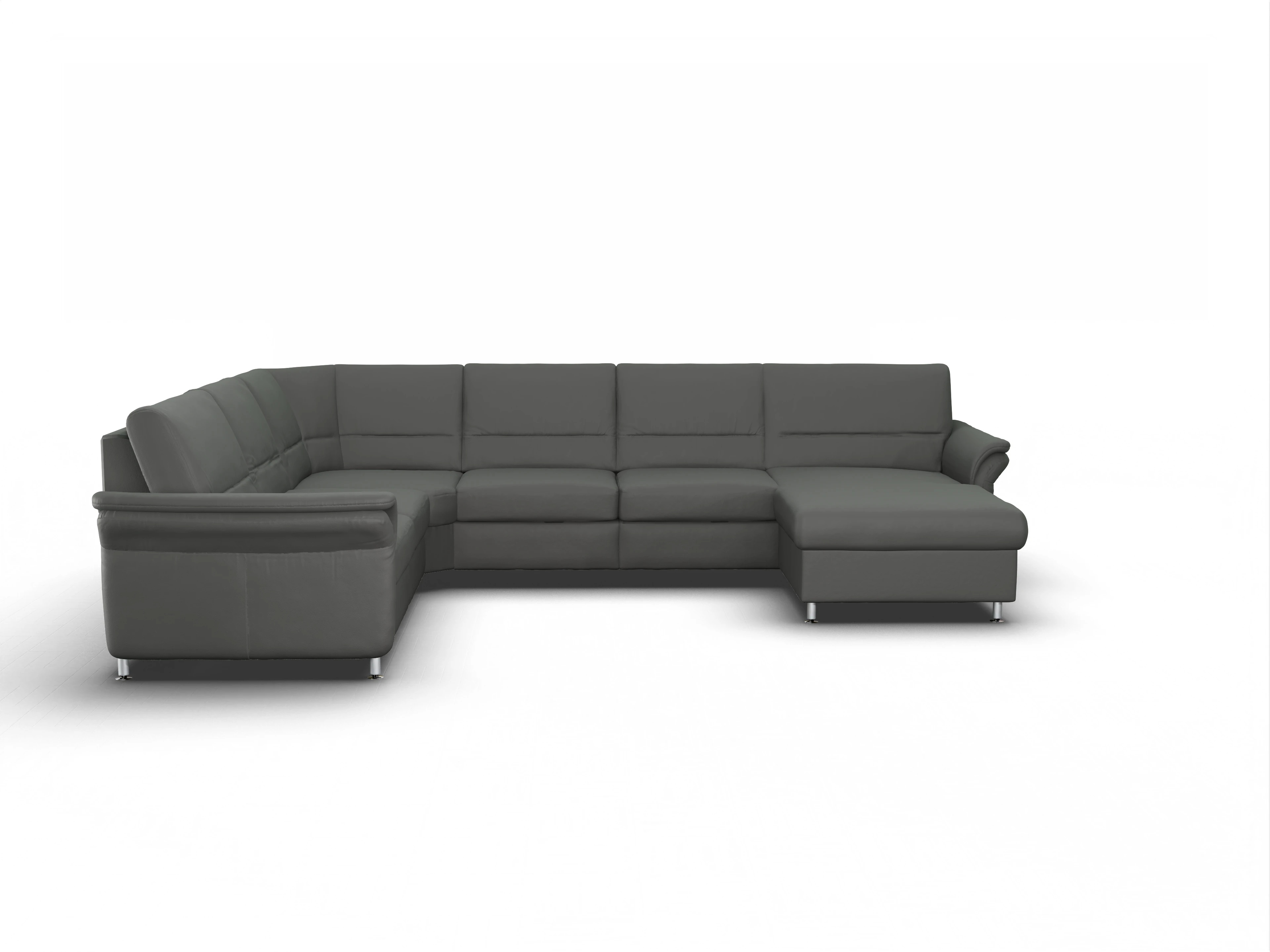 Ansicht des Produktes SC Select 1010 Wohnlandschaft Armlehne links Abschluss offen rechts in Leder Grau