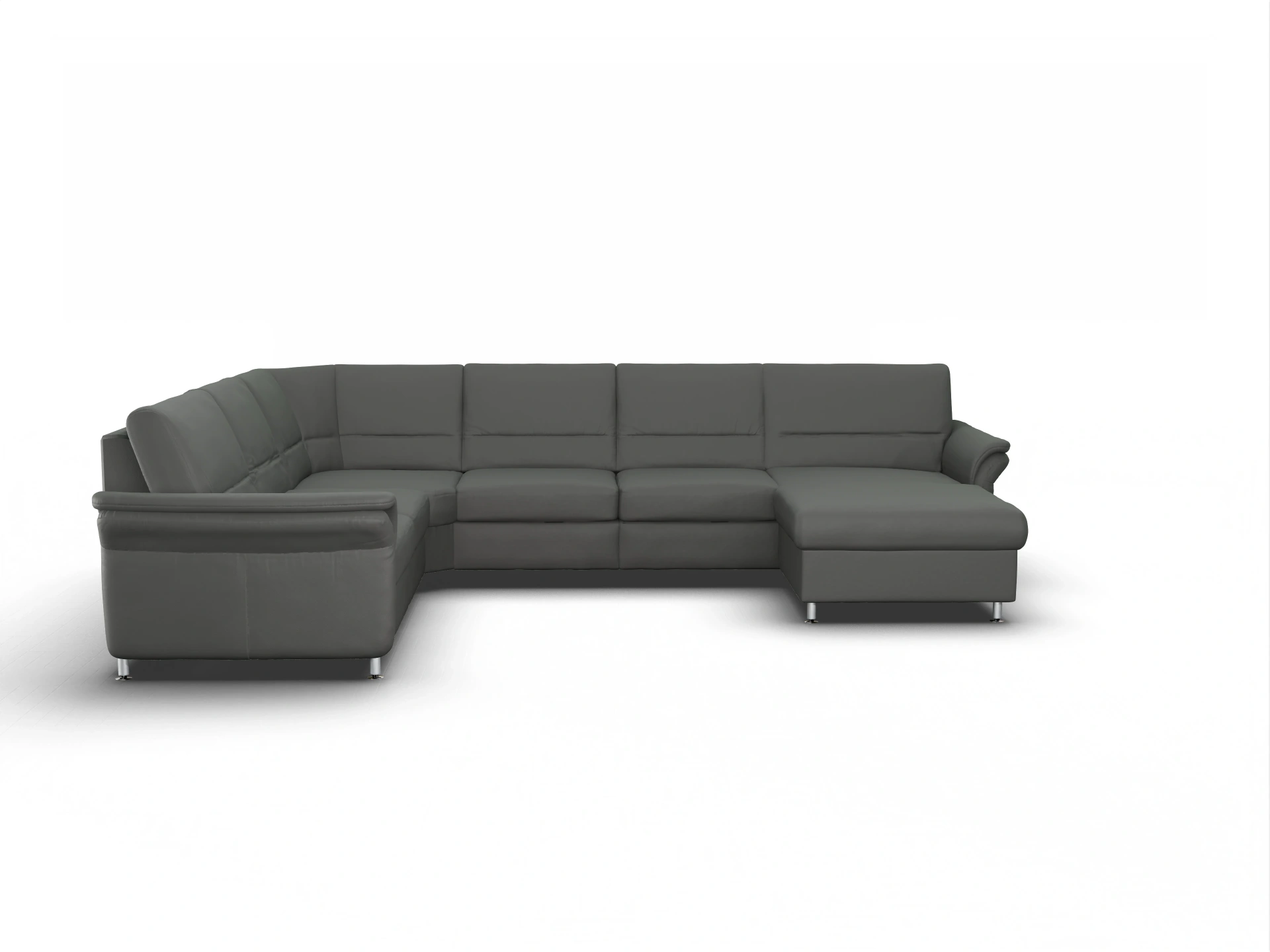 Ansicht des Produktes SC Select 1010 Wohnlandschaft Armlehne links Abschluss offen rechts in Leder Grau