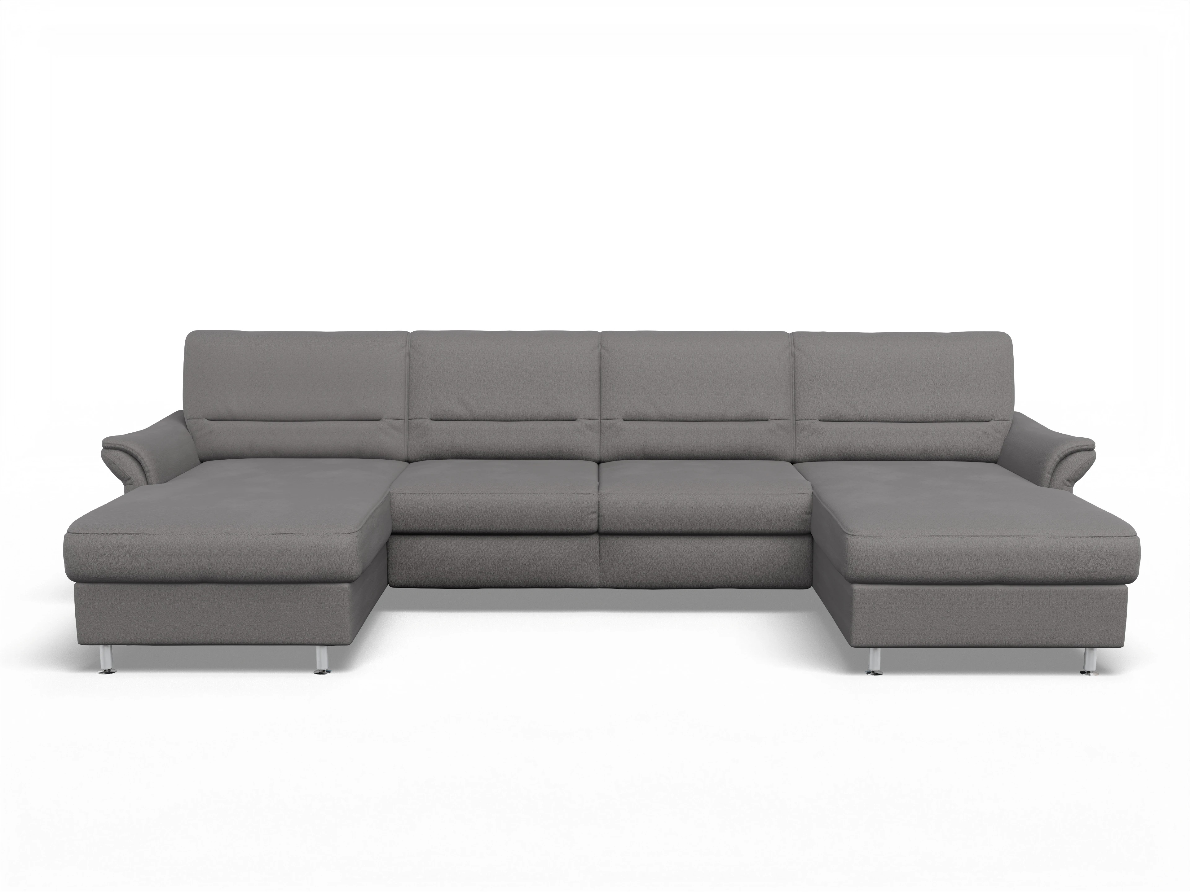 Ansicht des Produktes SC Family 1010 Wohnlandschaft offen beidseitig in Stoff Grau