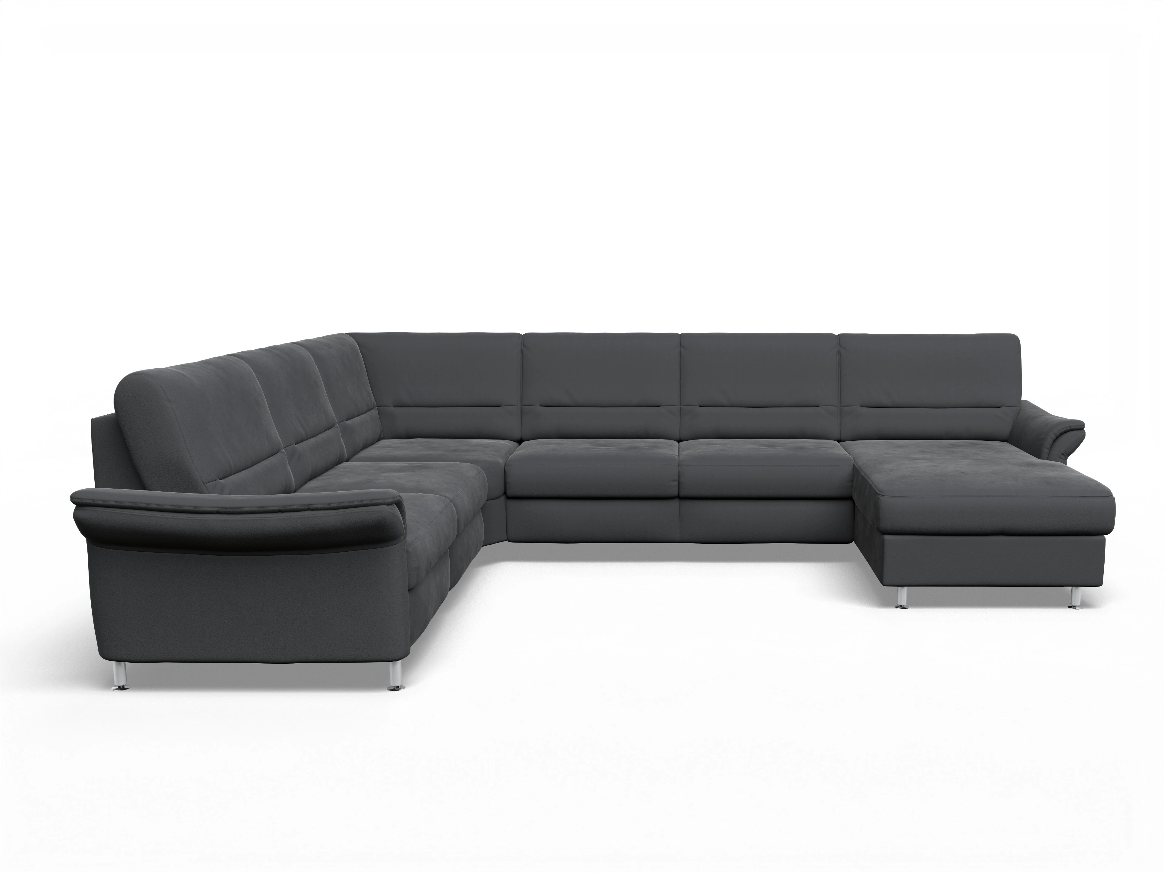 Ansicht des Produktes SC Family 1010 Wohnlandschaft Armlehne links Abschluss offen rechts in Stoff Grau
