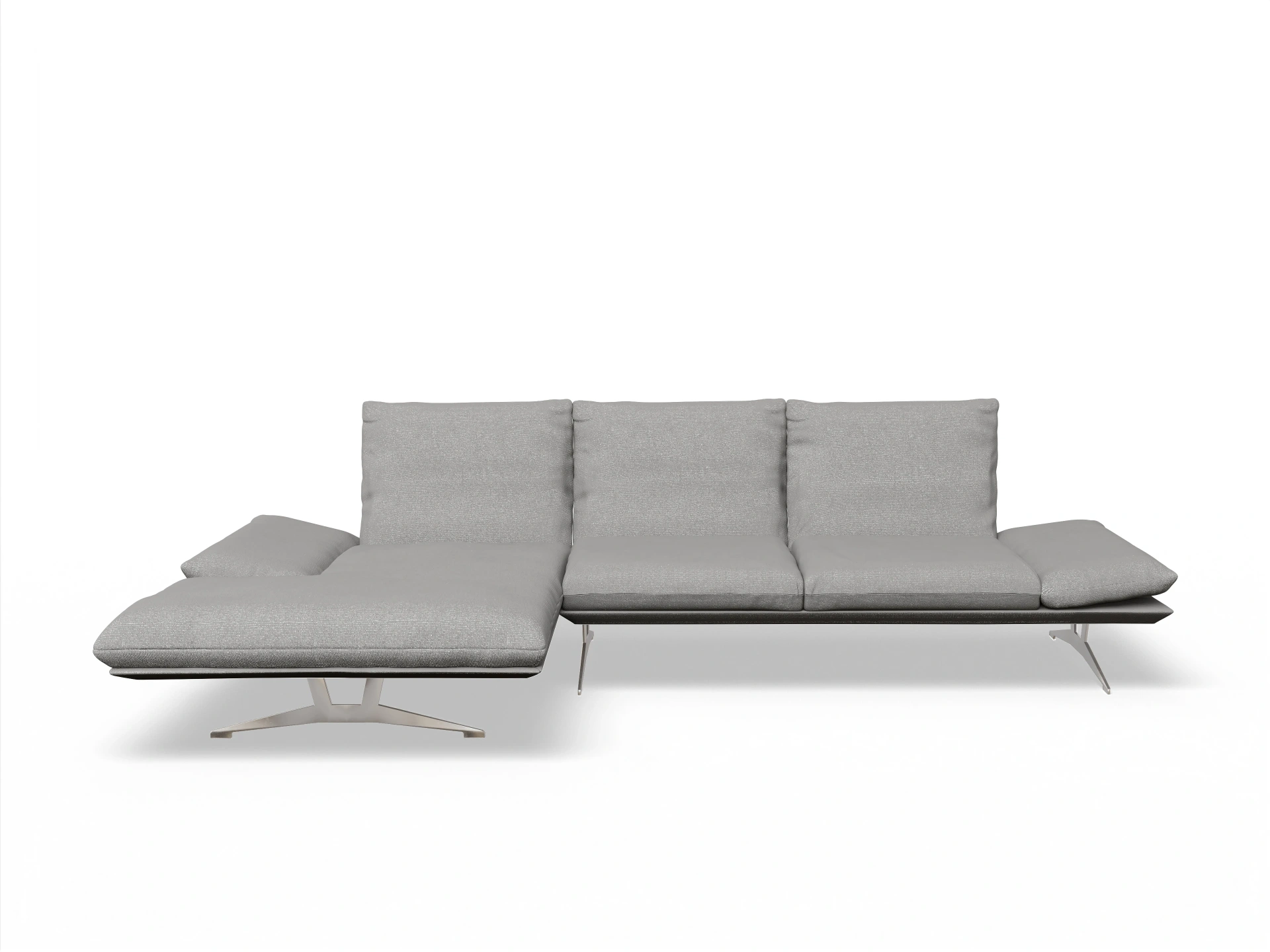 Ansicht des Produktes Francis Ecksofa links Abschluss offen in Stoff Grau