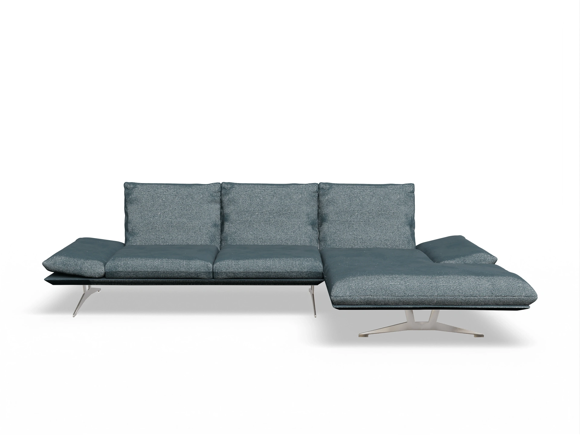 Ansicht des Produktes Francis Ecksofa rechts Abschluss offen in Stoff Blau