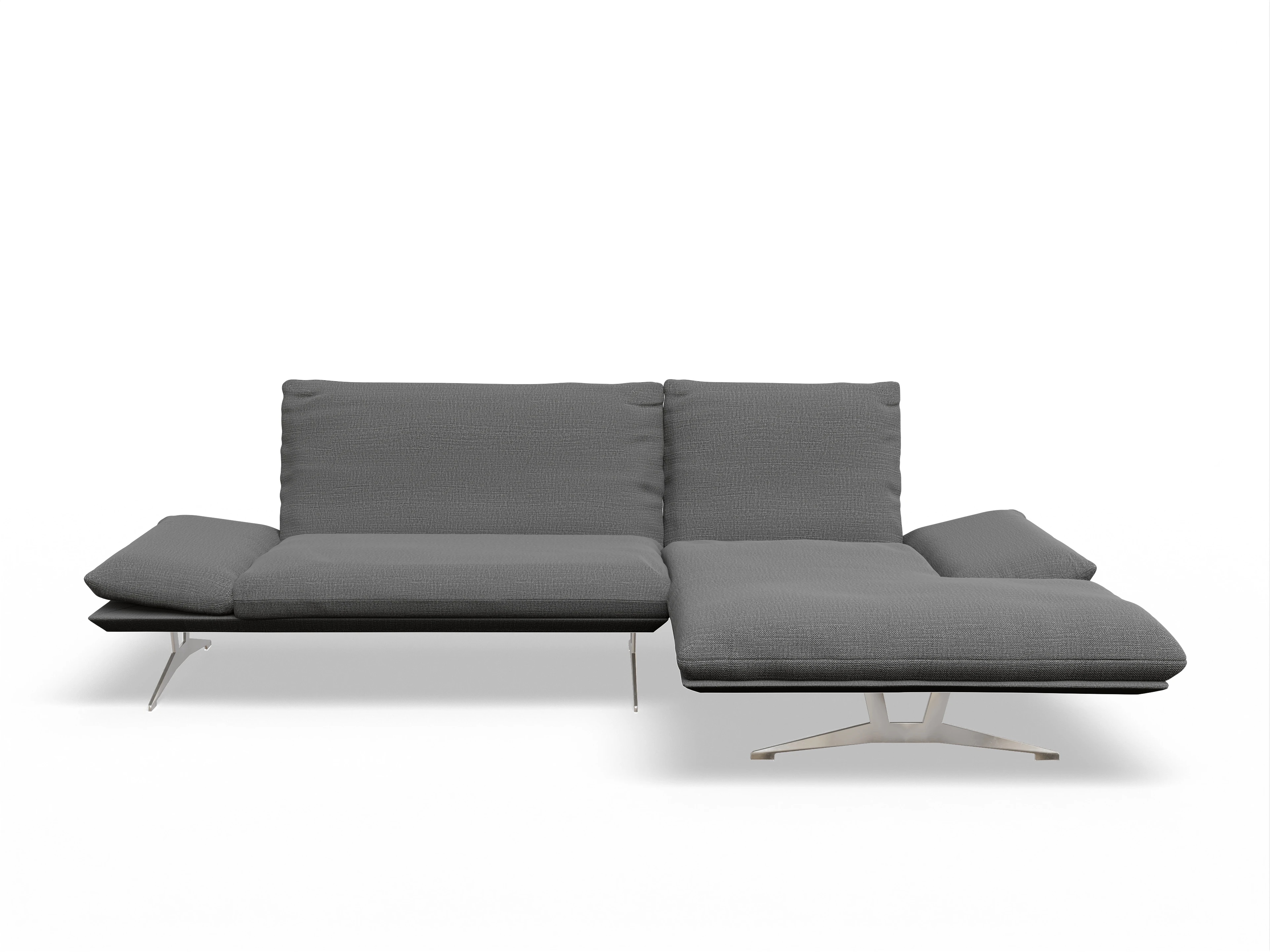 Koinor Francis Ecksofa FL PR Ansicht des Produktes Francis Ecksofa rechts Abschluss offen in Stoff Grau