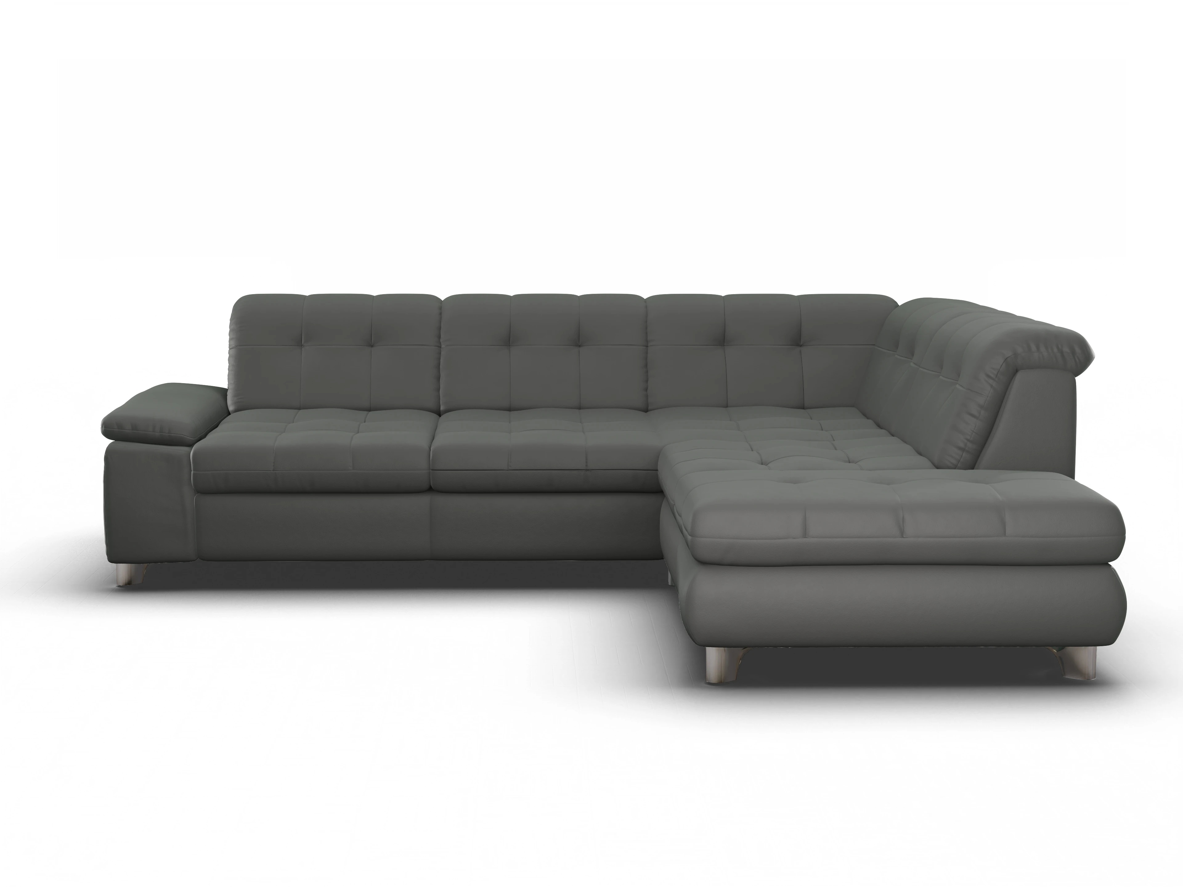 Sitz Concept select 1012 SP15HO Large R Ansicht des Produktes SC Select 1012 Ecksofa rechts Abschluss offen in Leder Grau