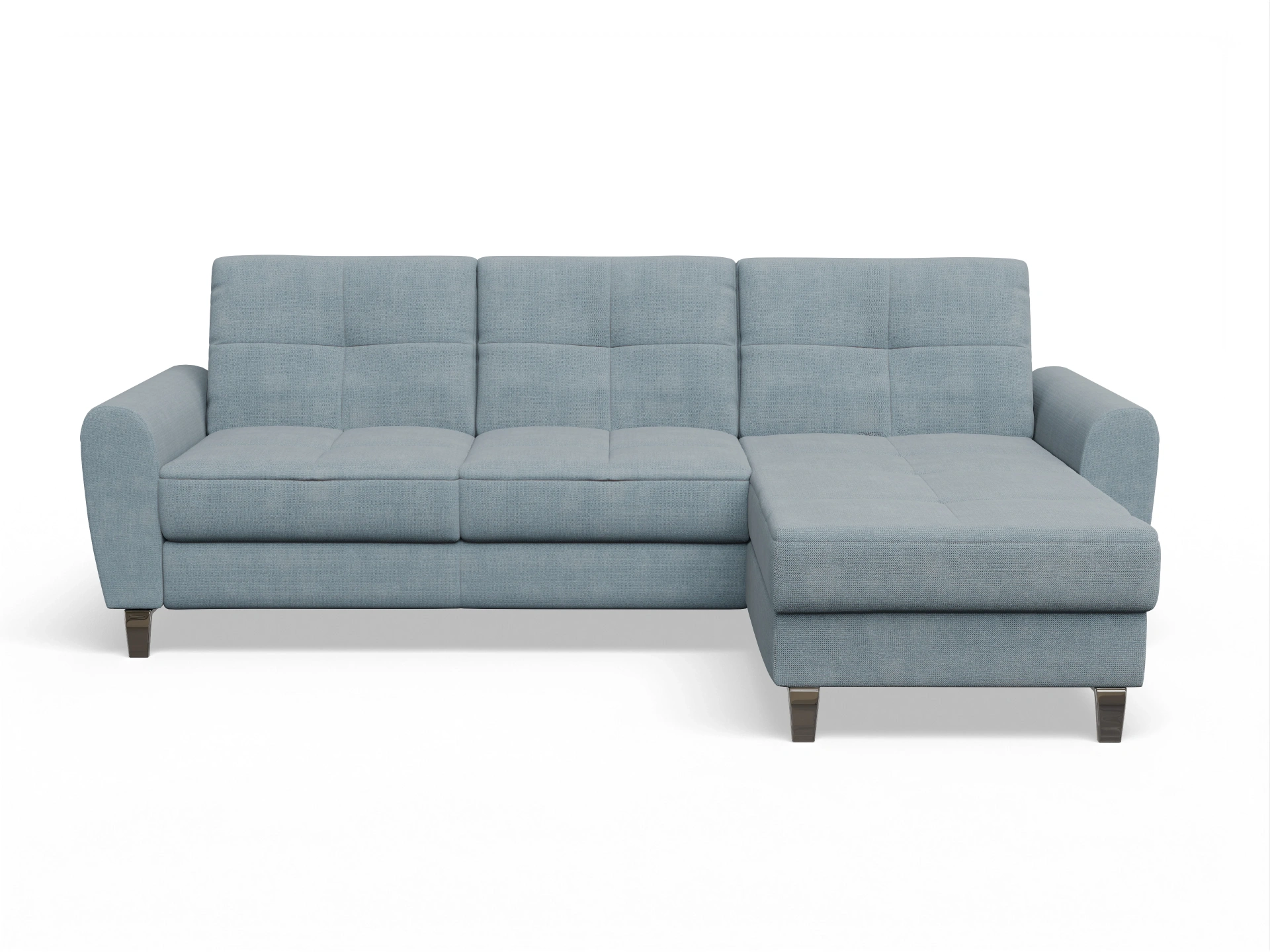 Ansicht des Produktes Valona Ecksofa rechts Abschluss offen in Stoff Blau