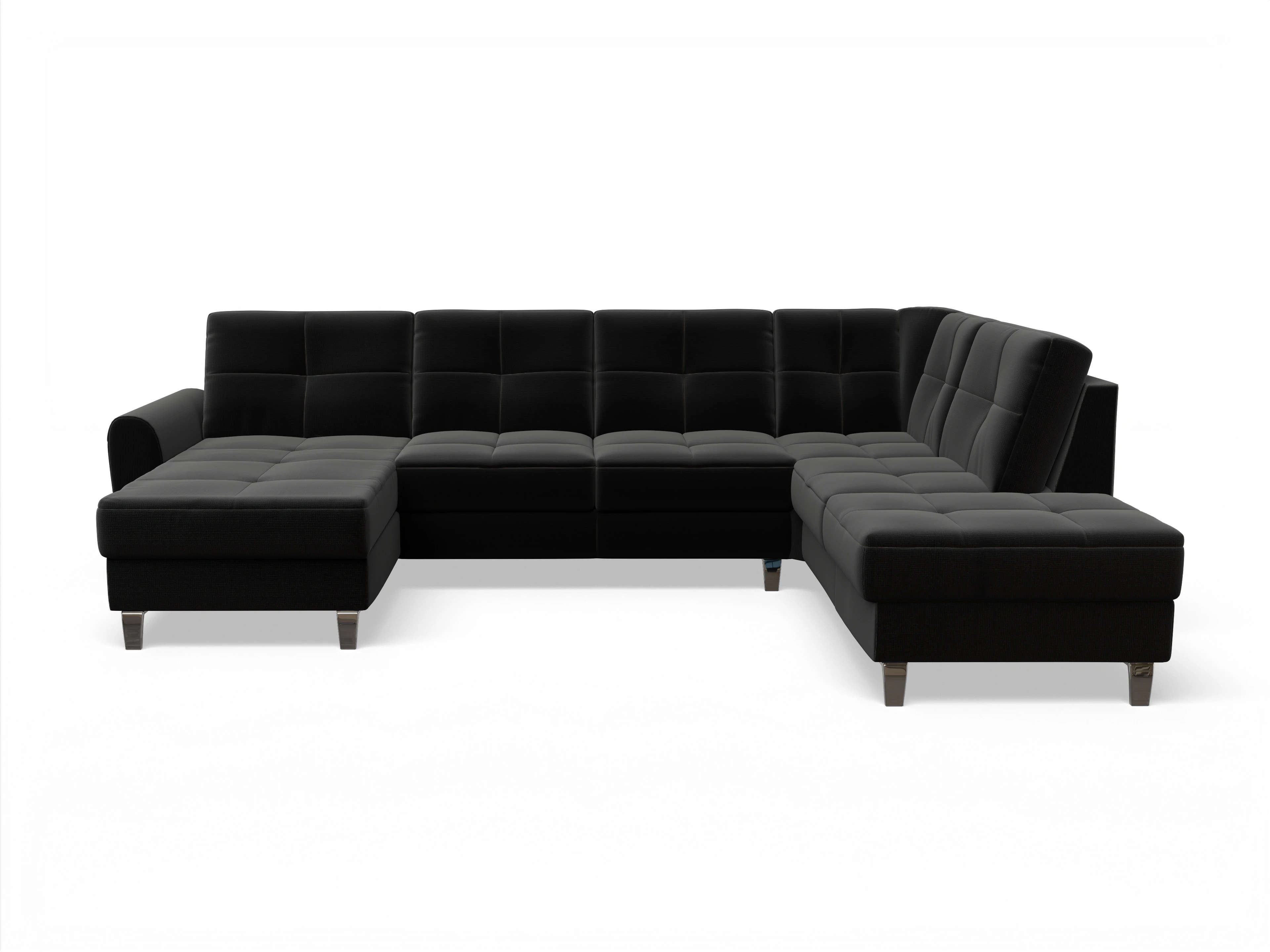 Valona Wohnlandschaft OT LO Medium R Ansicht des Produktes Valona Wohnlandschaft offen beidseitig in Stoff Schwarz