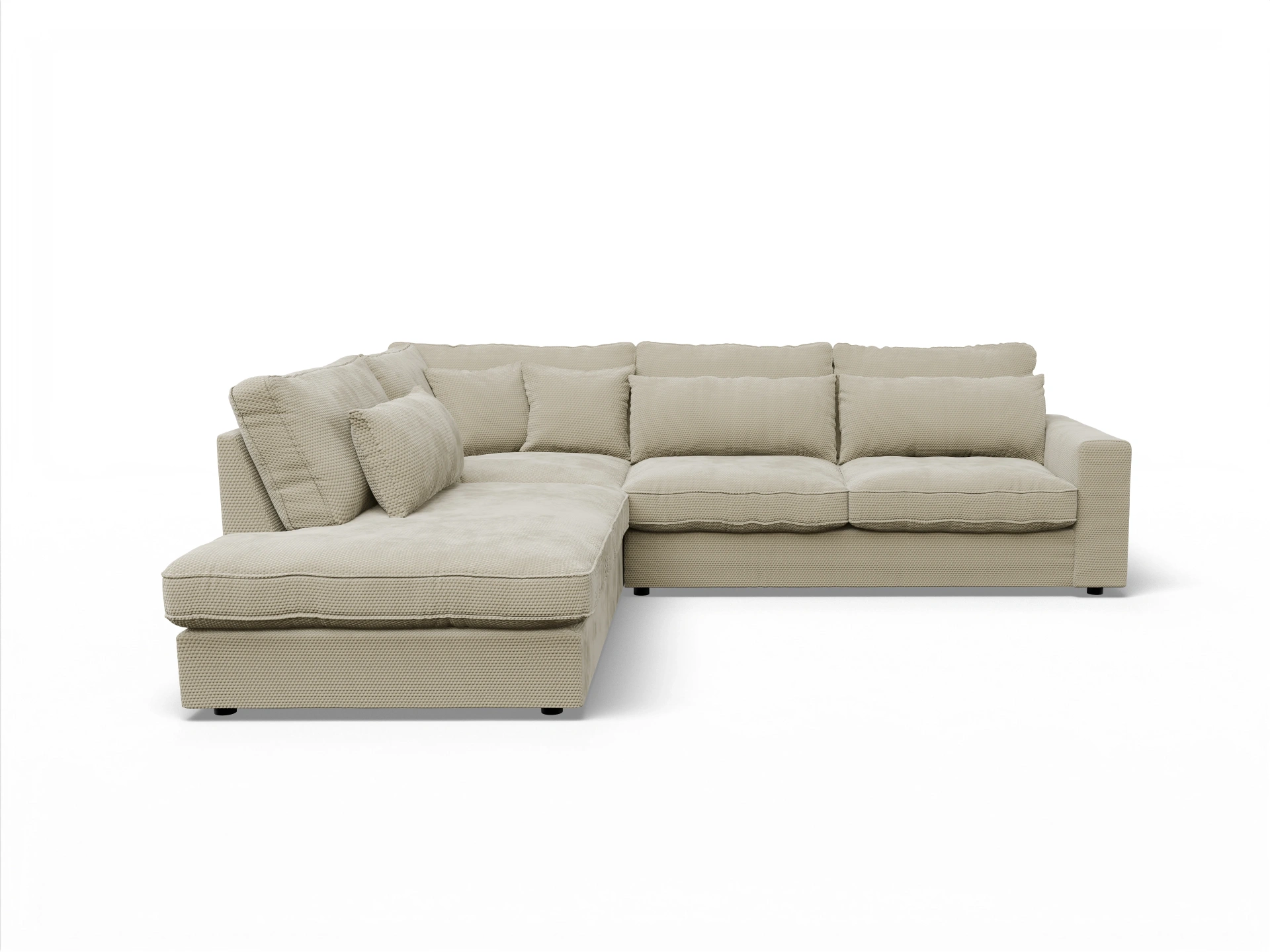 Ansicht des Produktes Lexia Ecksofa links Abschluss offen in Stoff Beige