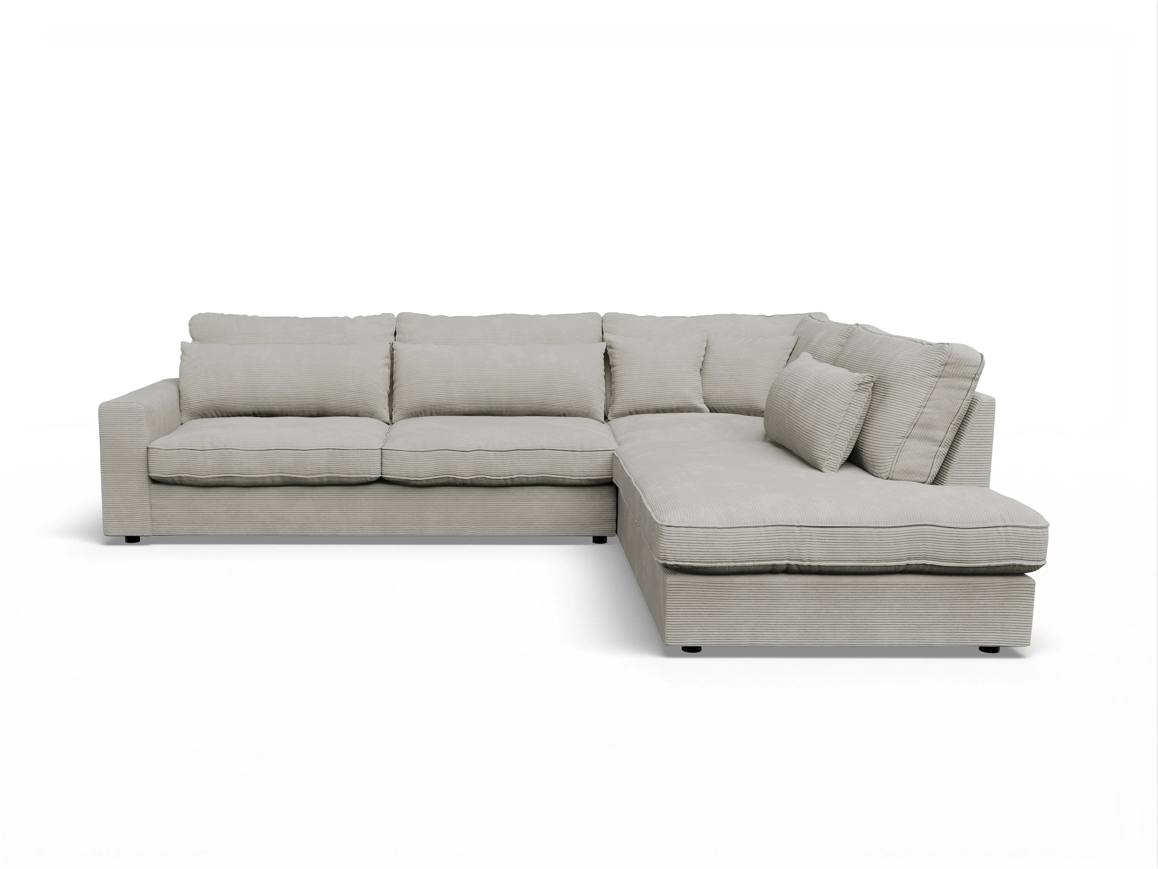 Lexia Longchair Medium R Ansicht des Produktes Lexia Ecksofa rechts Abschluss offen in Stoff Beige