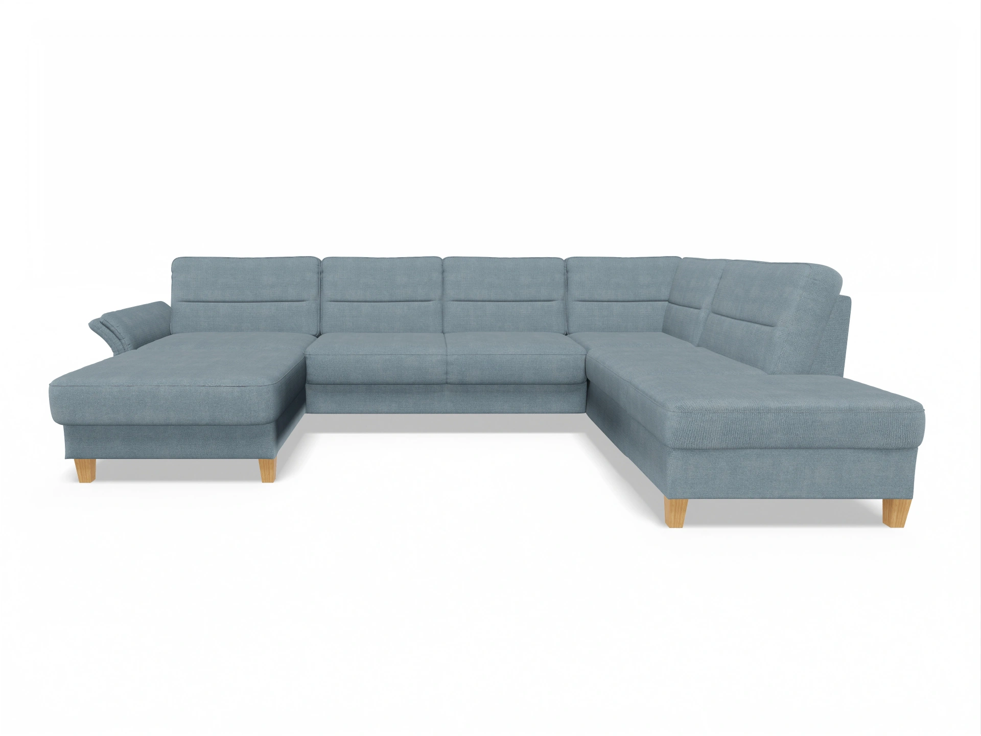 Ansicht des Produktes Warna Wohnlandschaft offen beidseitig in Stoff Blau
