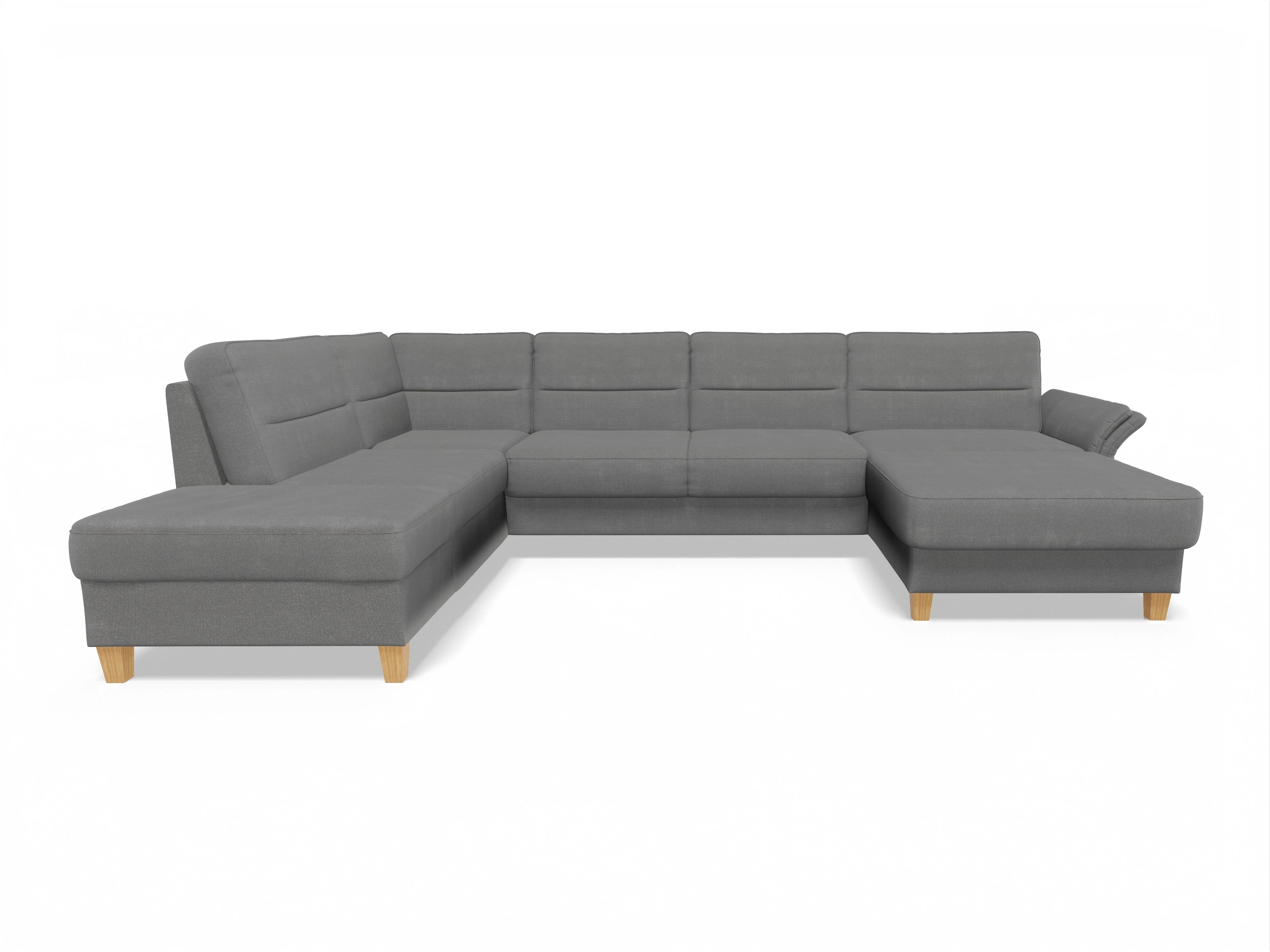 Ansicht des Produktes Warna Wohnlandschaft offen beidseitig in Stoff Grau