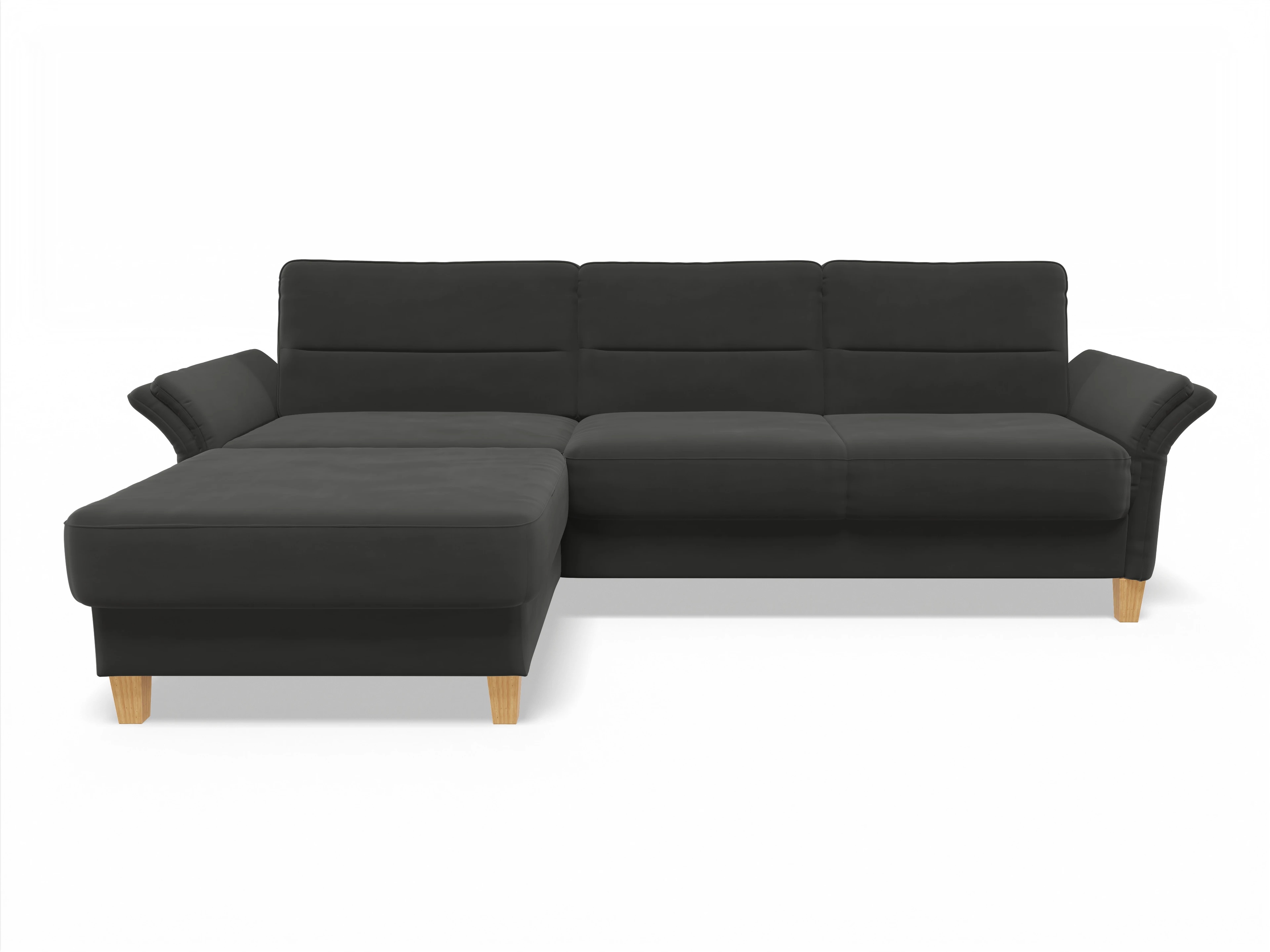 Ansicht des Produktes Warna Ecksofa links Abschluss offen in Stoff Grau