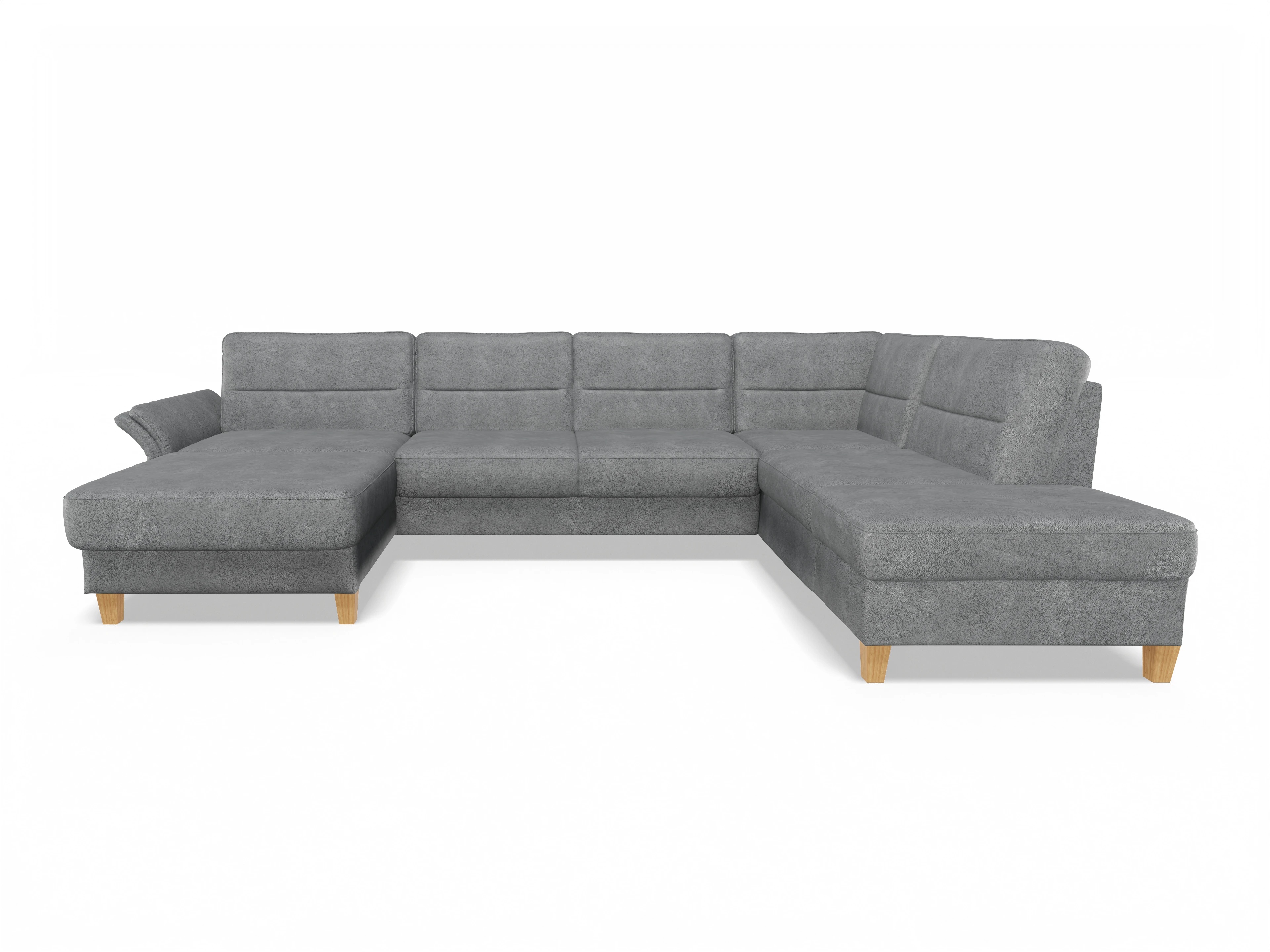 Ansicht des Produktes Warna Wohnlandschaft offen beidseitig in Stoff Grau