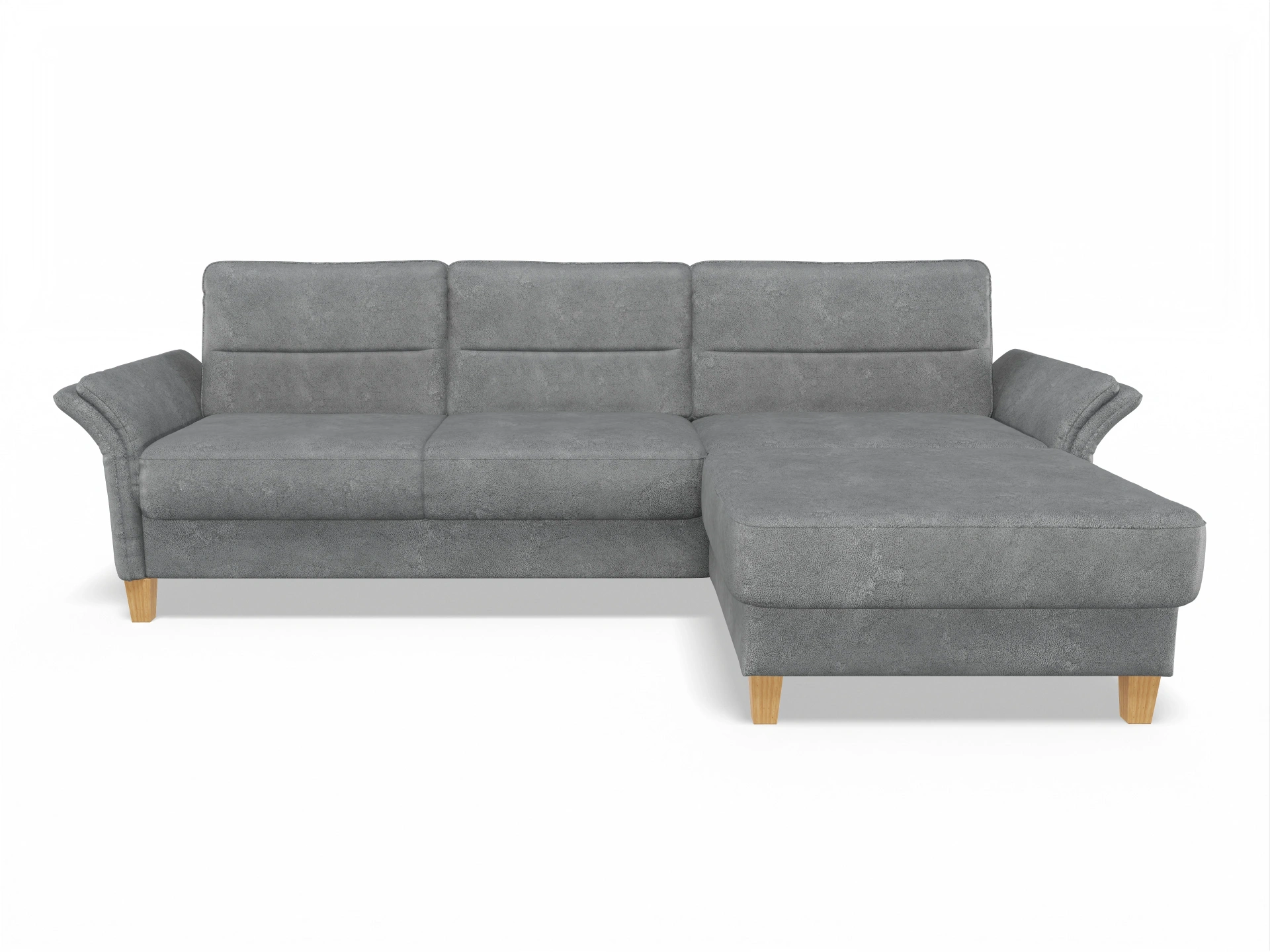 Ansicht des Produktes Warna Ecksofa rechts Abschluss offen in Stoff Grau