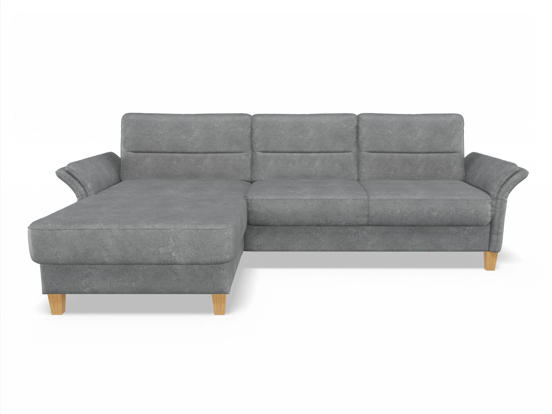 Ansicht des Produktes Warna Ecksofa links Abschluss offen in Stoff Grau