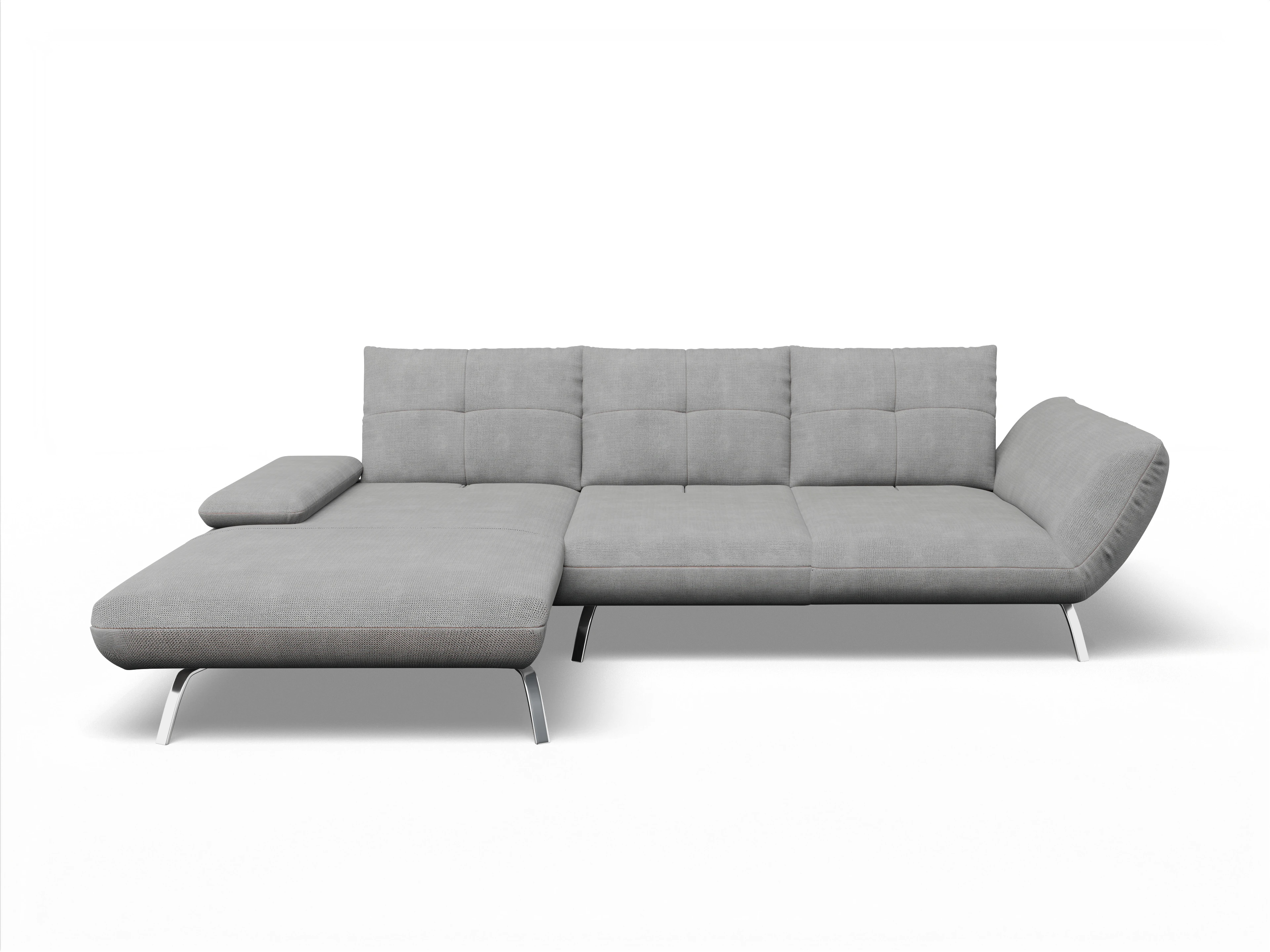 Ansicht des Produktes Dubai Ecksofa links Abschluss offen in Stoff Grau