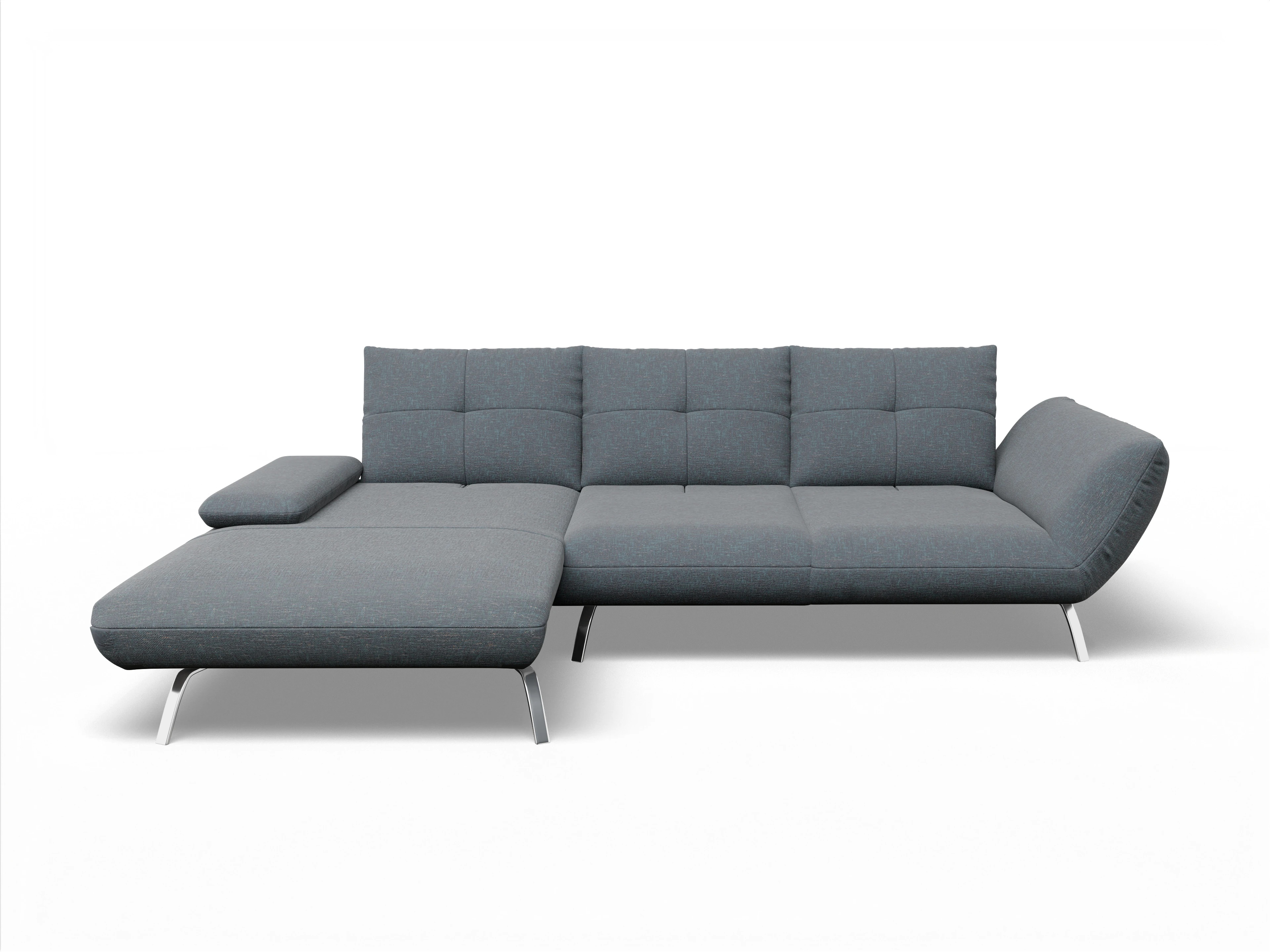 Dubai LO Large L Ansicht des Produktes Dubai Ecksofa links Abschluss offen in Stoff Grau