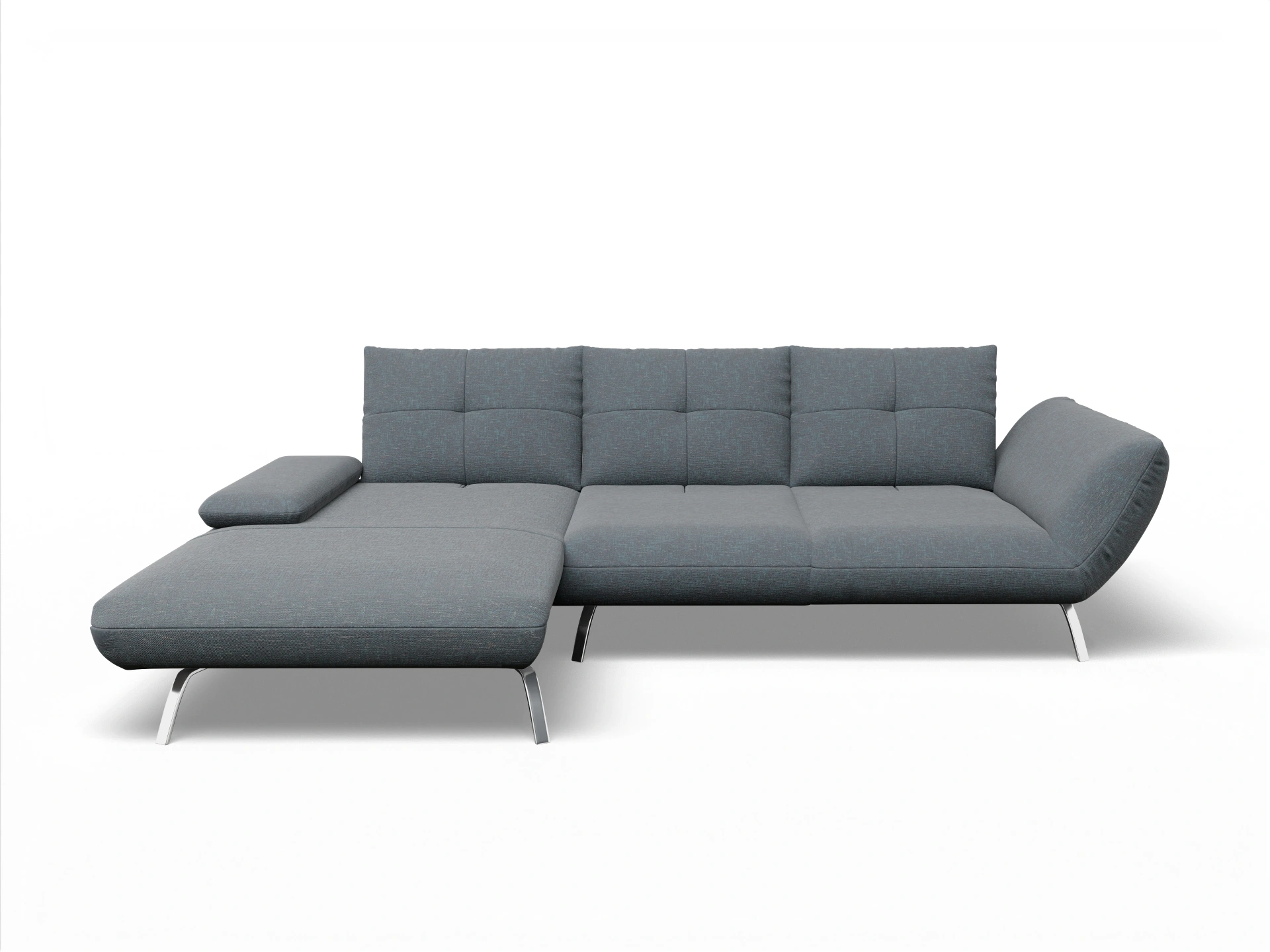 Ansicht des Produktes Dubai Ecksofa links Abschluss offen in Stoff Grau