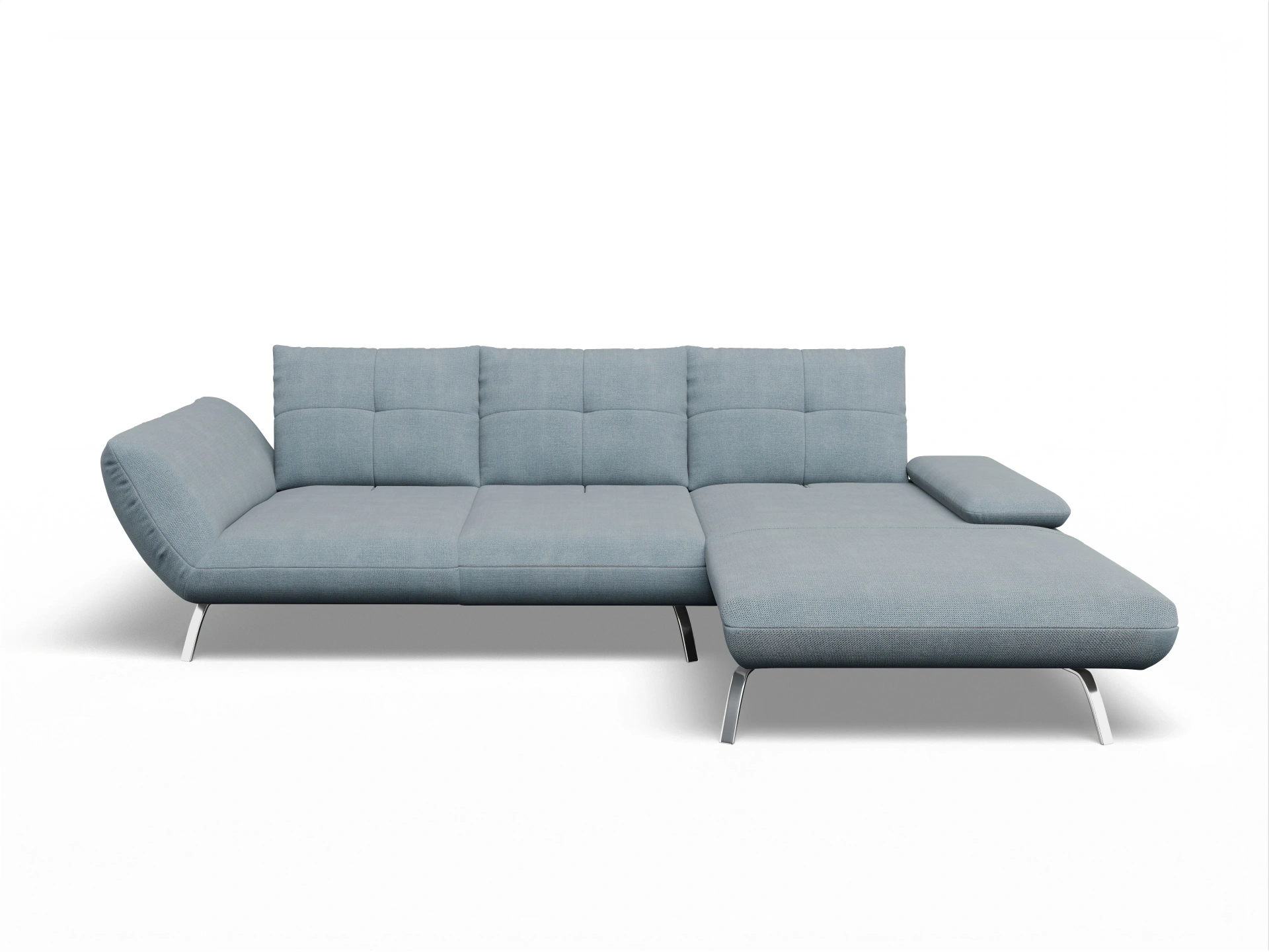 Ansicht des Produktes Dubai Ecksofa rechts Abschluss offen in Stoff Blau