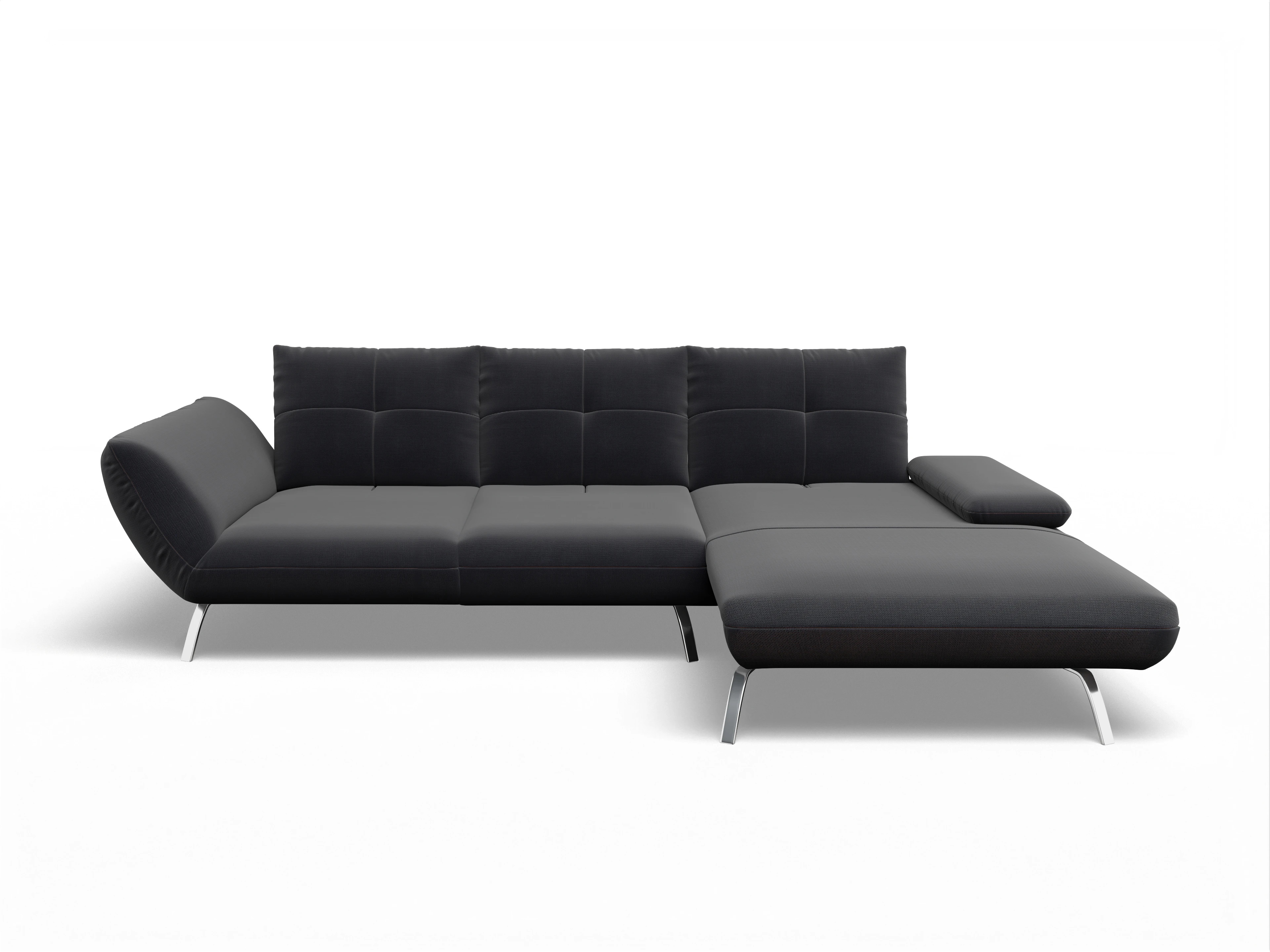 Ansicht des Produktes Dubai Ecksofa rechts Abschluss offen in Stoff Blau