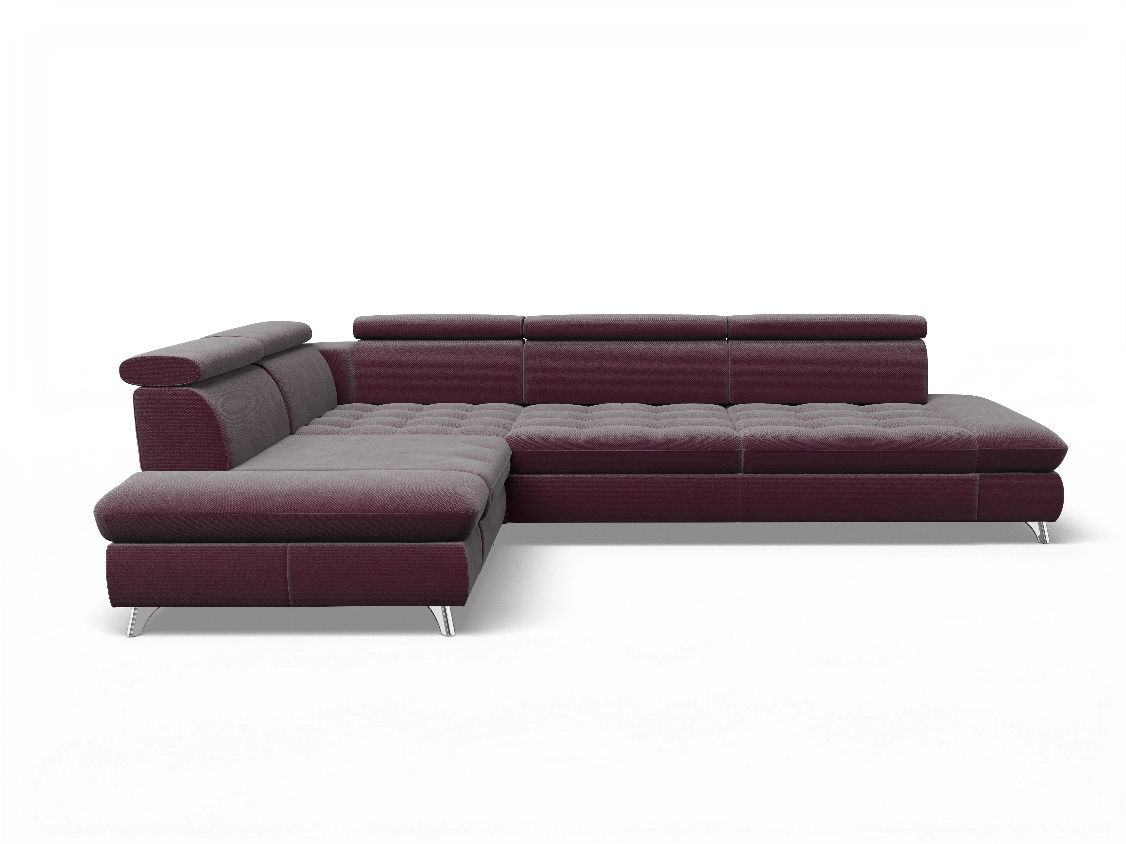 Ansicht des Produktes Memphis Stoff Ecksofa links mit Armlehne in Stoff Rot