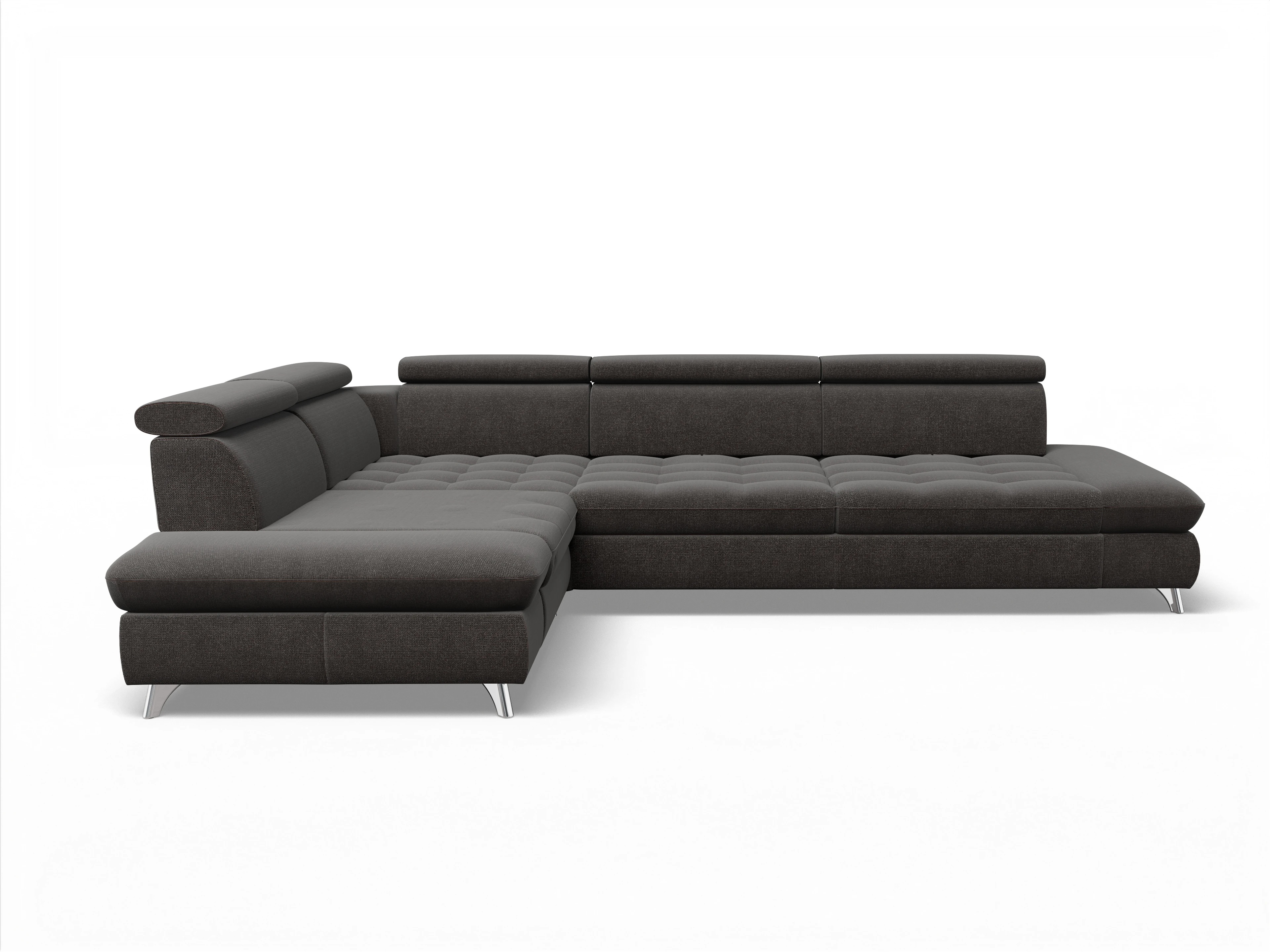 Ansicht des Produktes Memphis Stoff Ecksofa links mit Armlehne in Stoff Grau