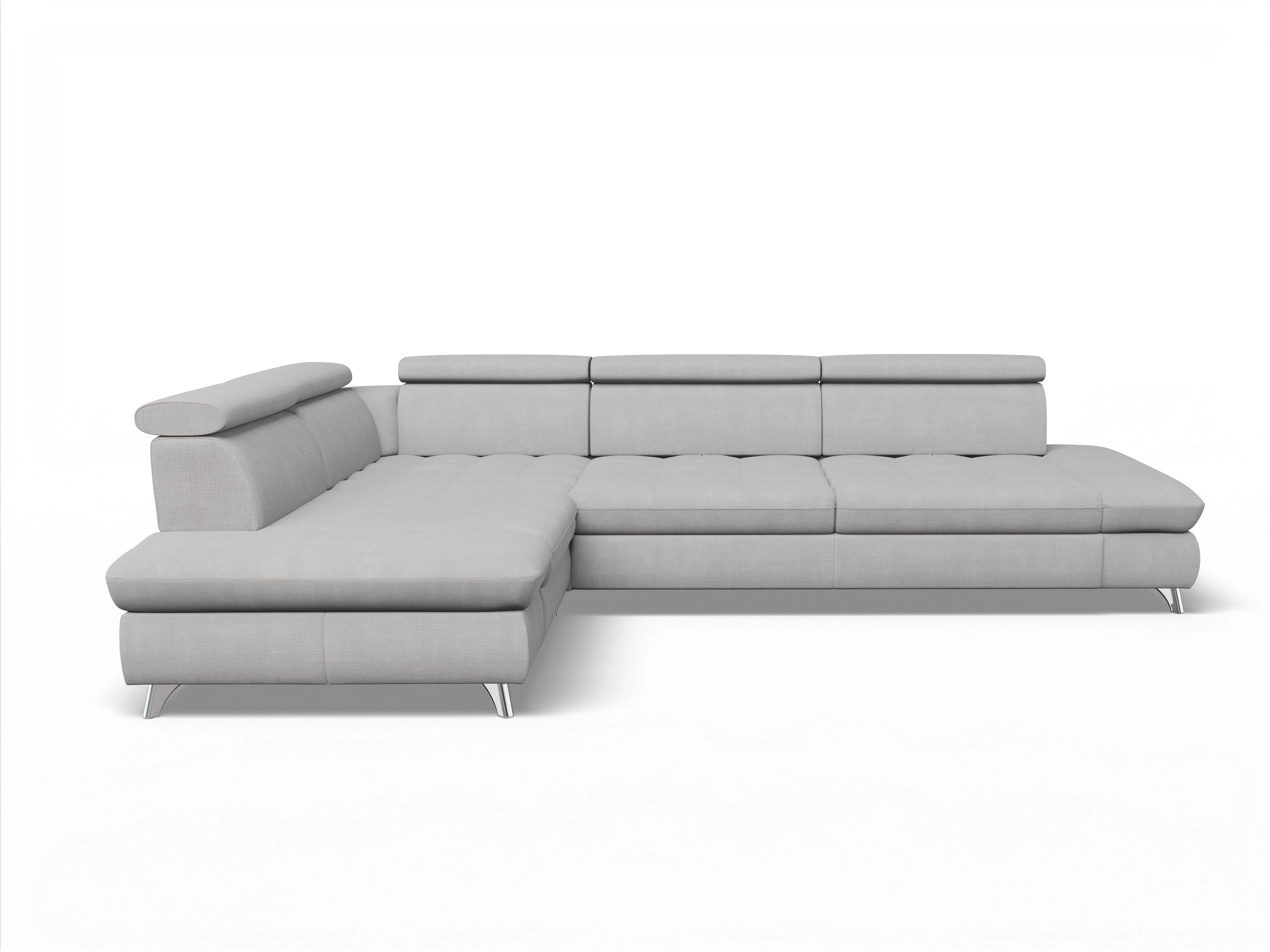 Ansicht des Produktes Memphis Stoff Ecksofa links mit Armlehne in Stoff Grau