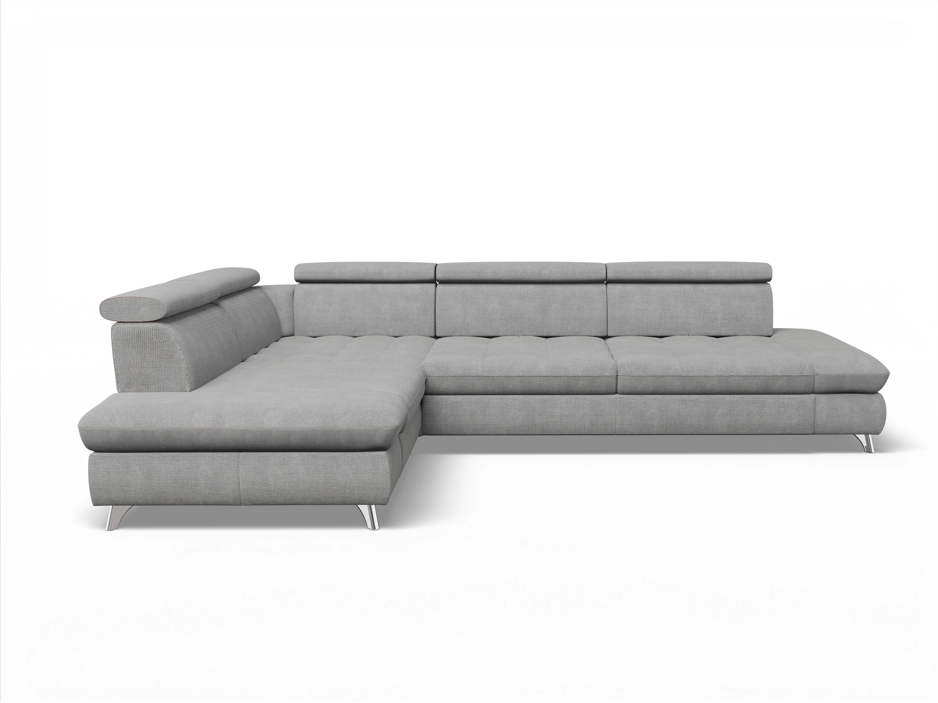 Ansicht des Produktes Memphis Stoff Ecksofa links mit Armlehne in Stoff Grau
