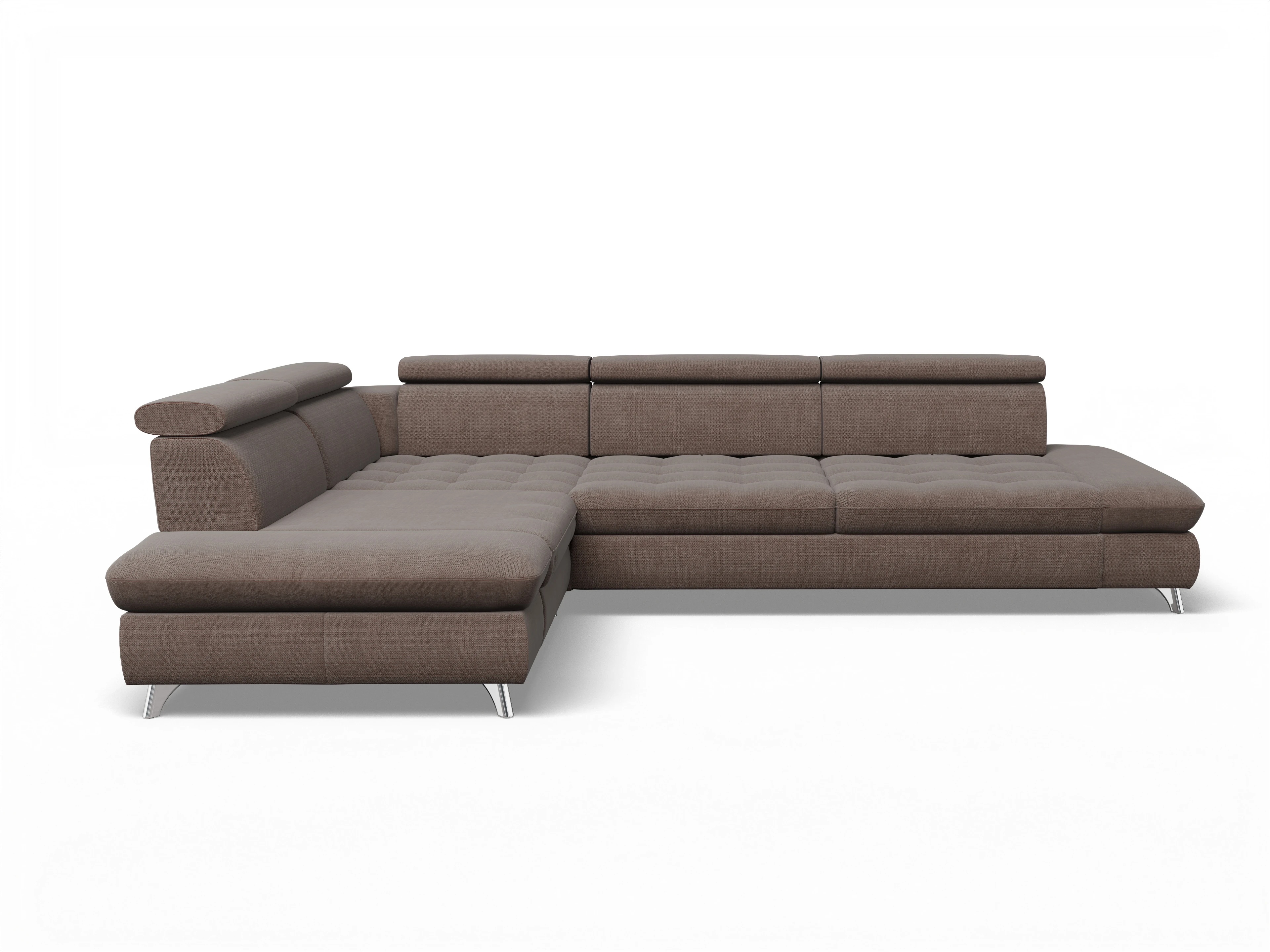 Ansicht des Produktes Memphis Stoff Ecksofa links mit Armlehne in Stoff Grau