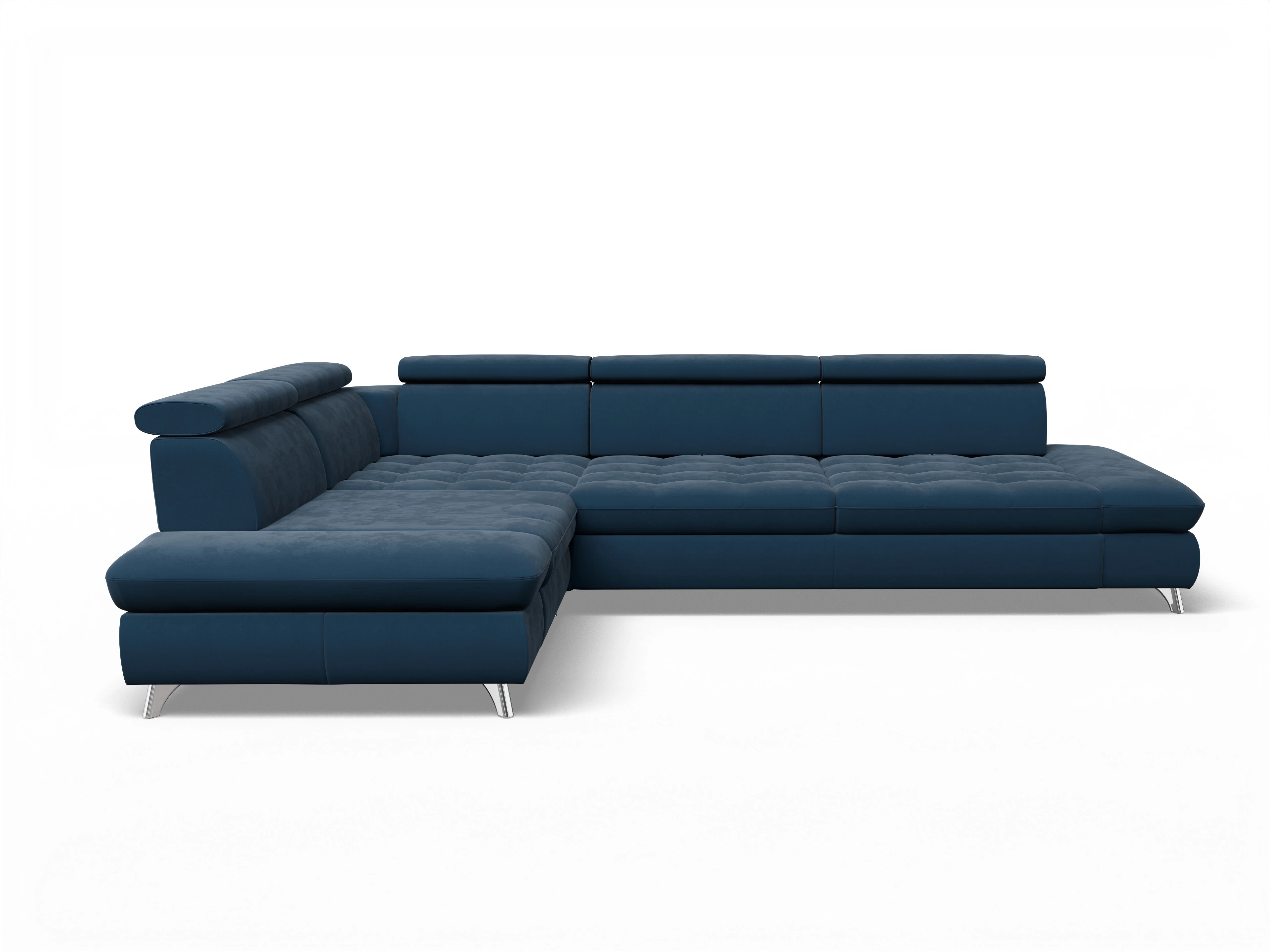 Ansicht des Produktes Memphis Stoff Ecksofa links mit Armlehne in Stoff Blau