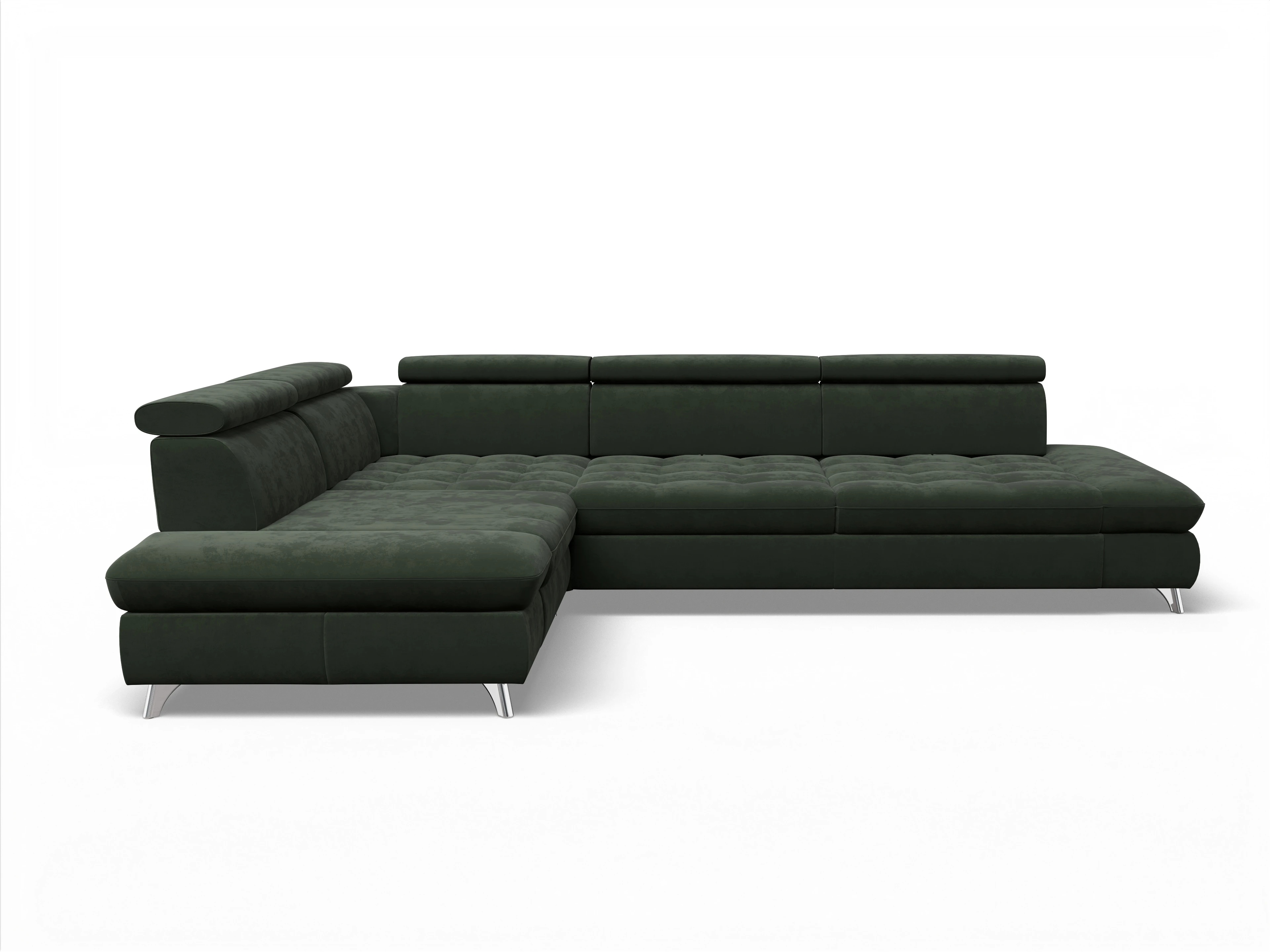Ansicht des Produktes Memphis Stoff Ecksofa links mit Armlehne in Stoff Grün