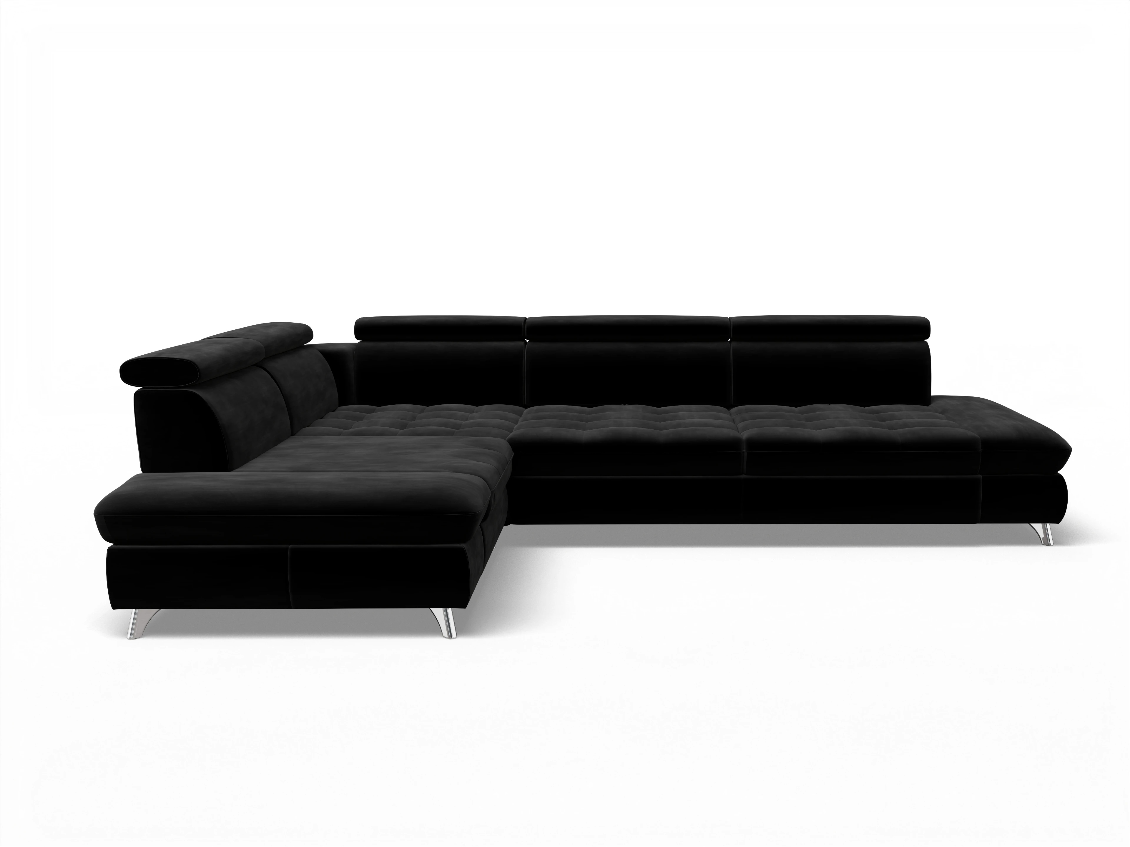Ansicht des Produktes Memphis Stoff Ecksofa links mit Armlehne in Stoff Schwarz