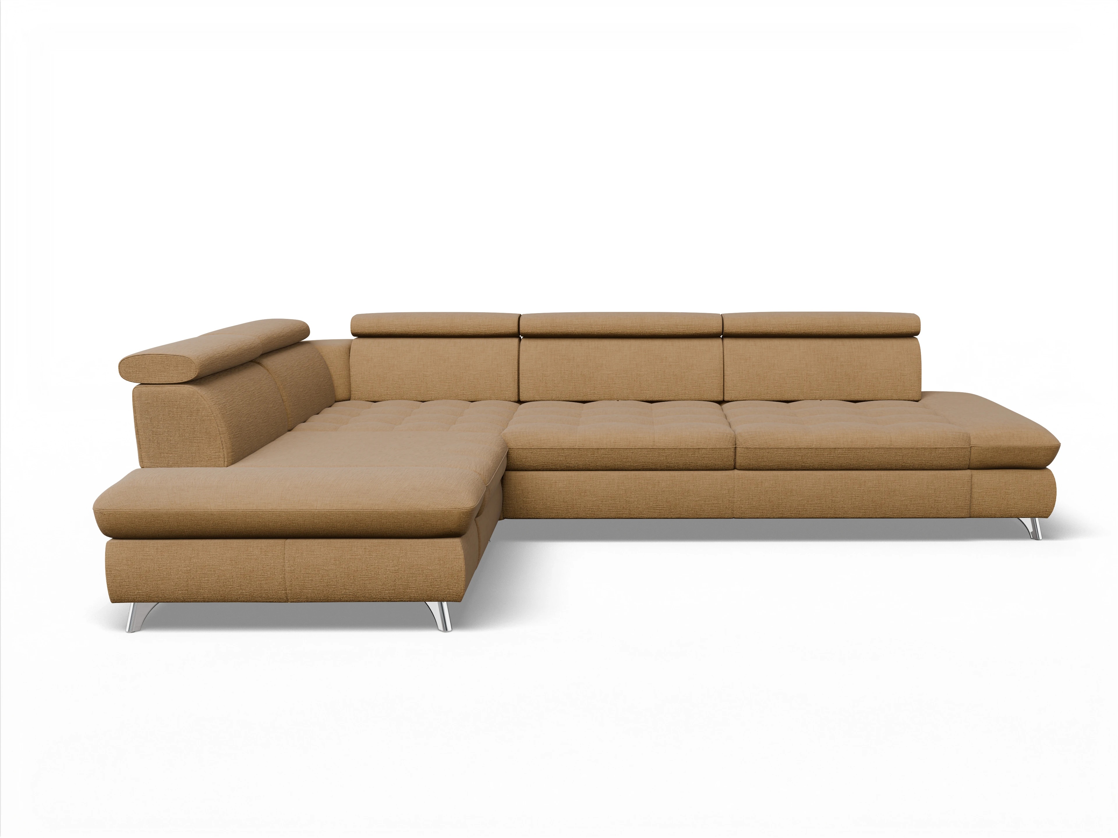 Ansicht des Produktes Memphis Stoff Ecksofa links mit Armlehne in Stoff Orange