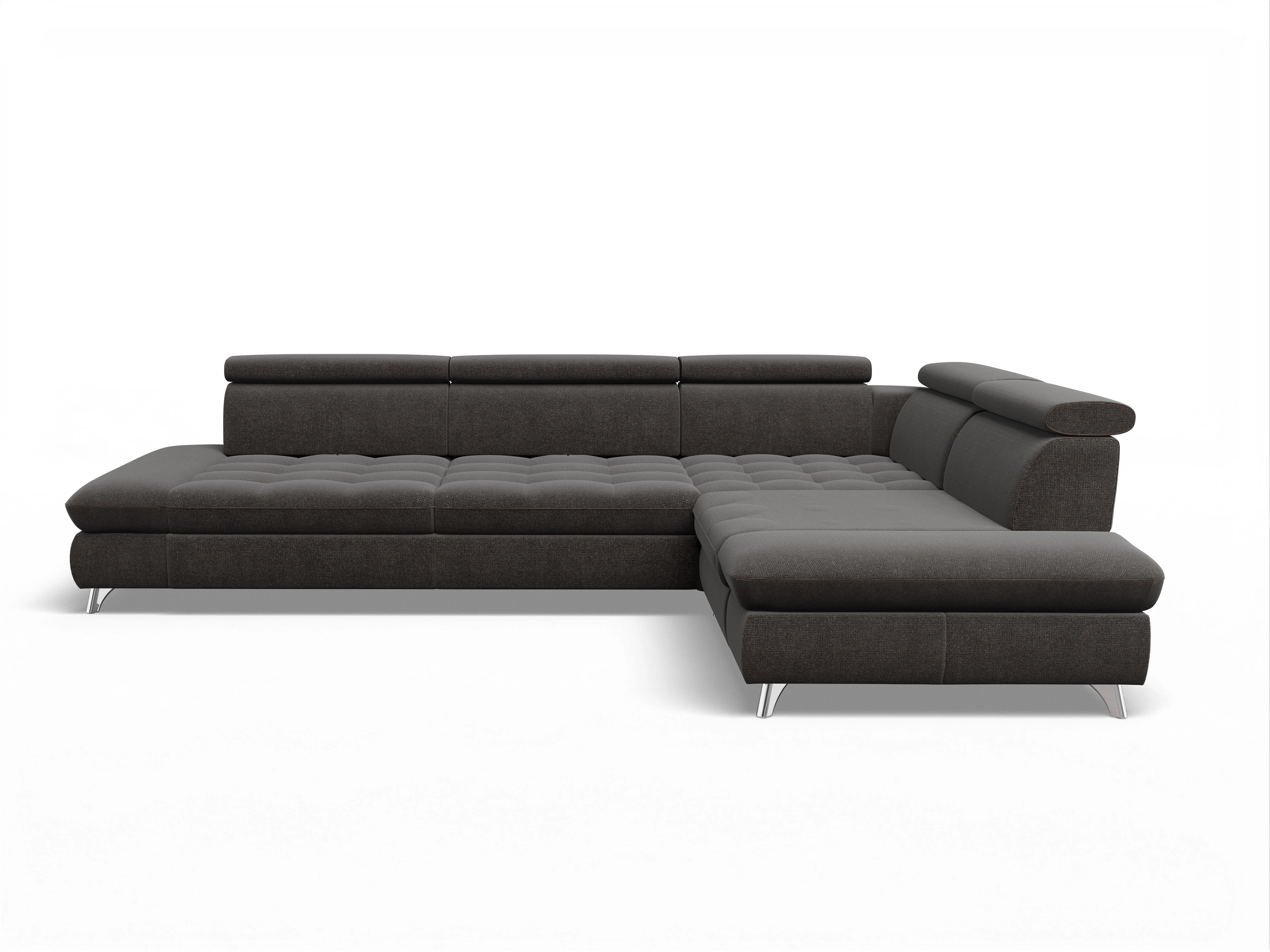 Ansicht des Produktes Memphis Stoff Ecksofa rechts mit Armlehne in Stoff Grau