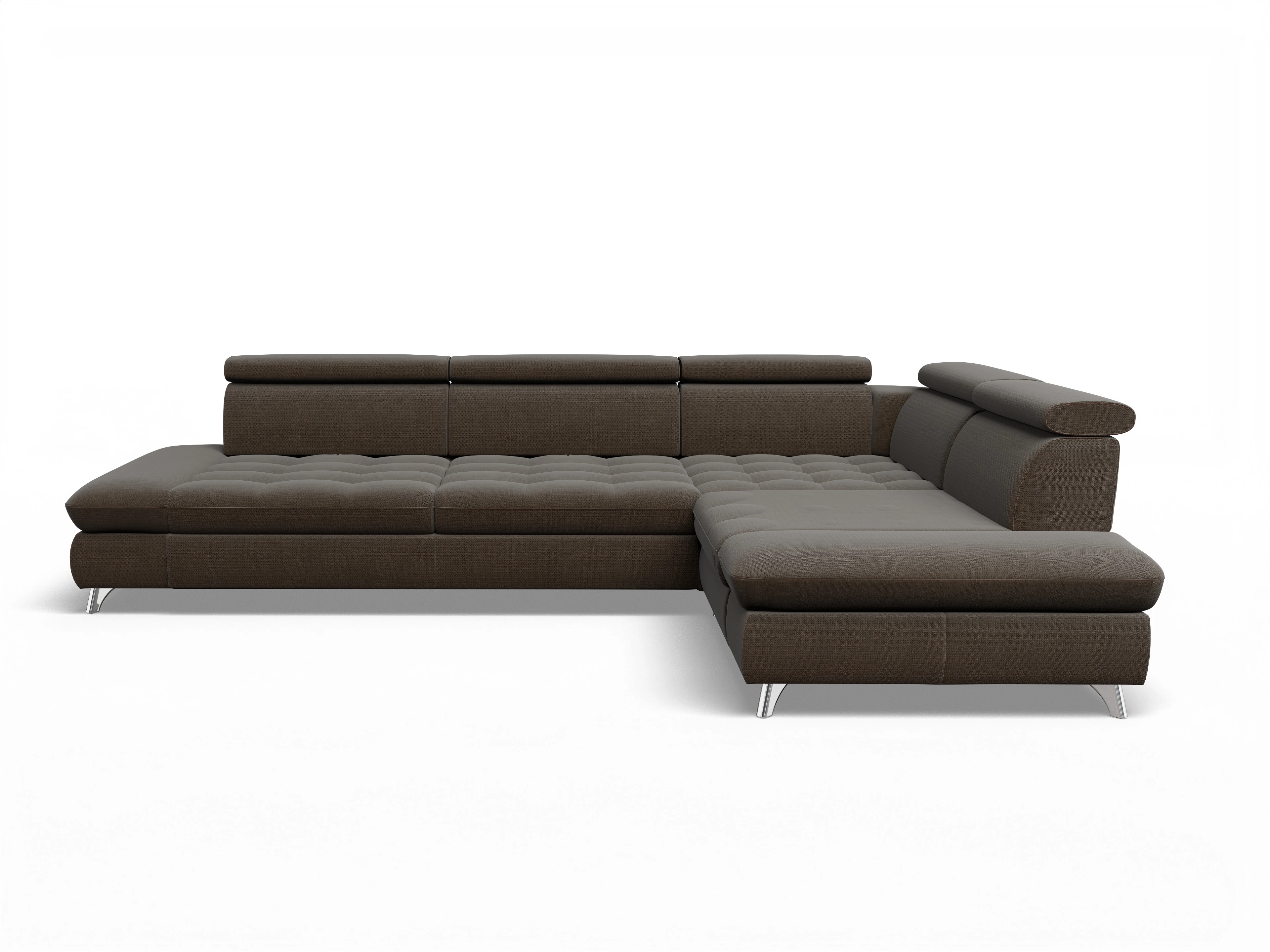 Ansicht des Produktes Memphis Stoff Ecksofa rechts mit Armlehne in Stoff Braun