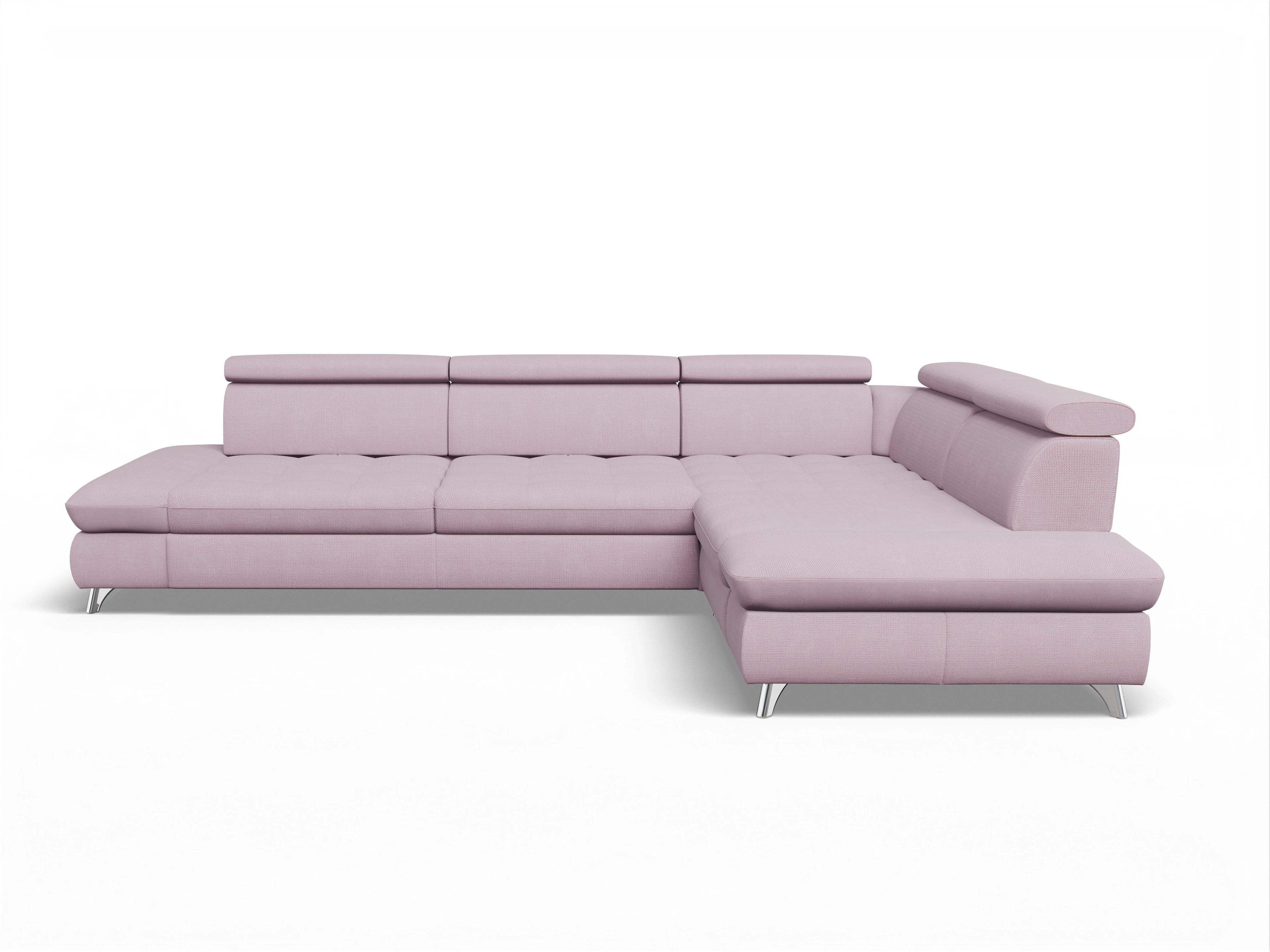 Ansicht des Produktes Memphis Stoff Ecksofa rechts mit Armlehne in Stoff Rosa