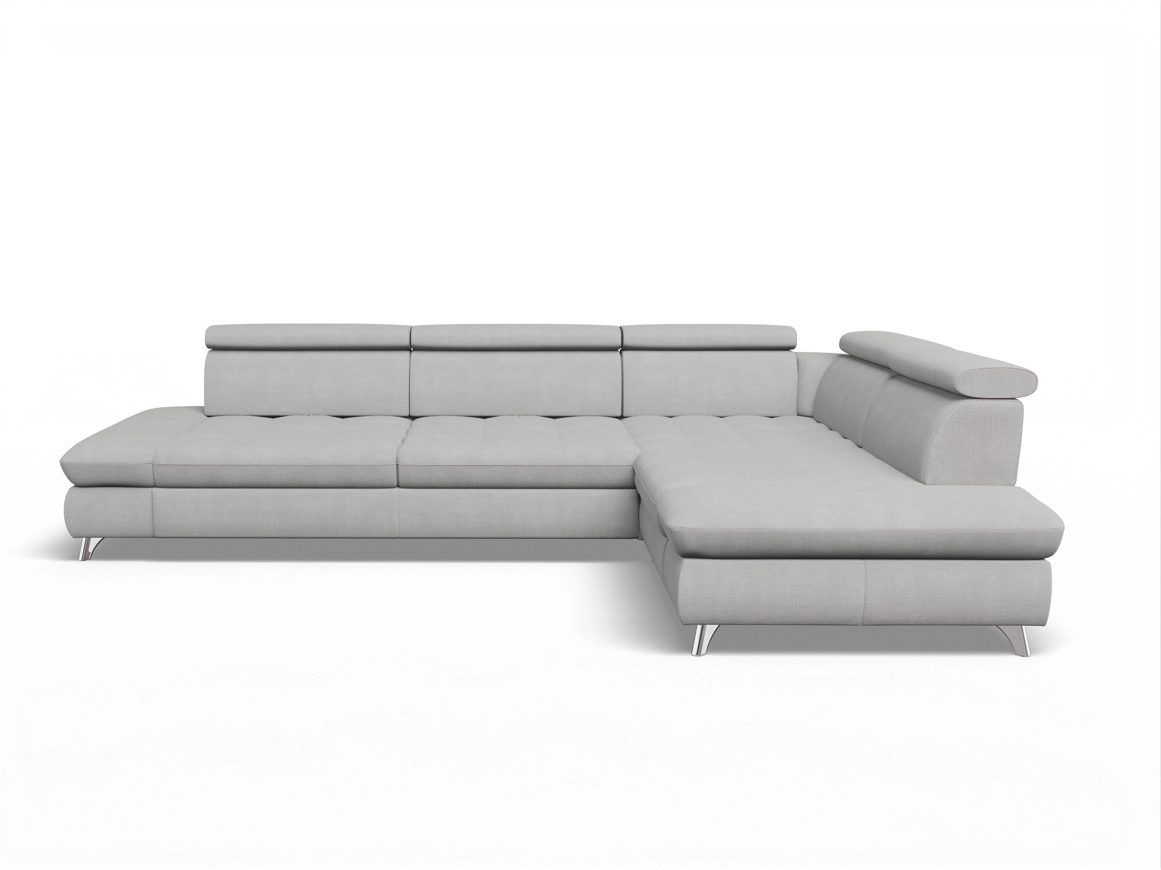 Ansicht des Produktes Memphis Stoff Ecksofa rechts mit Armlehne in Stoff Grau