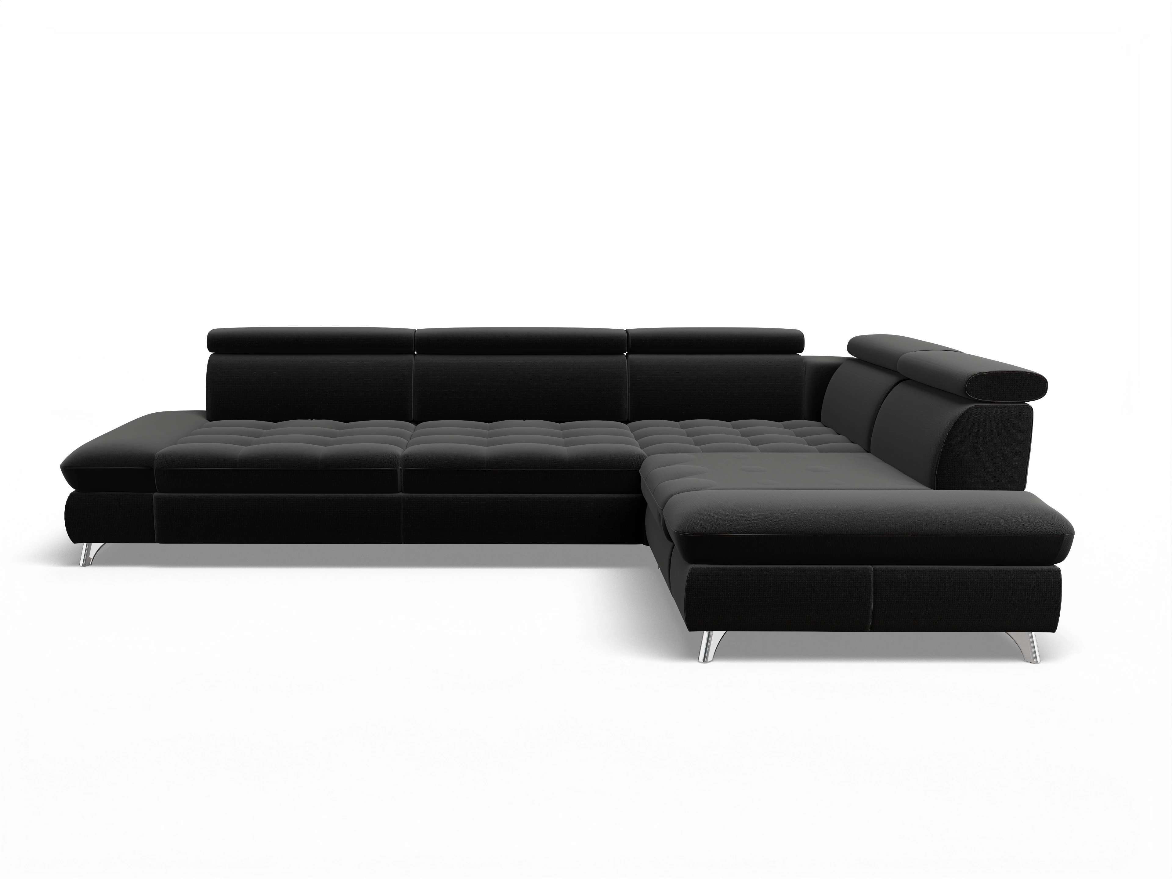 Ansicht des Produktes Memphis Stoff Ecksofa rechts mit Armlehne in Stoff Schwarz