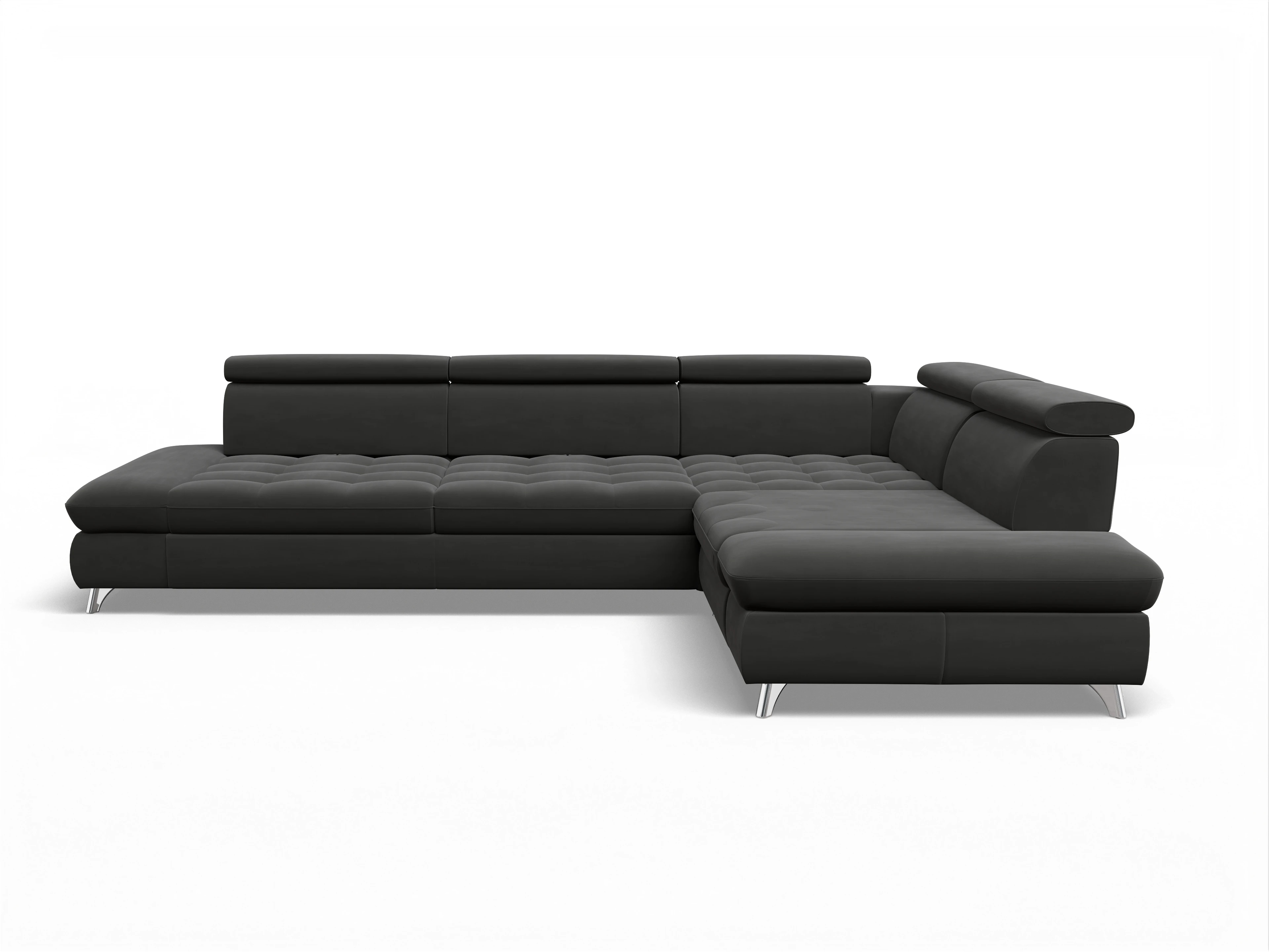 Ansicht des Produktes Memphis Stoff Ecksofa rechts mit Armlehne in Stoff Grau