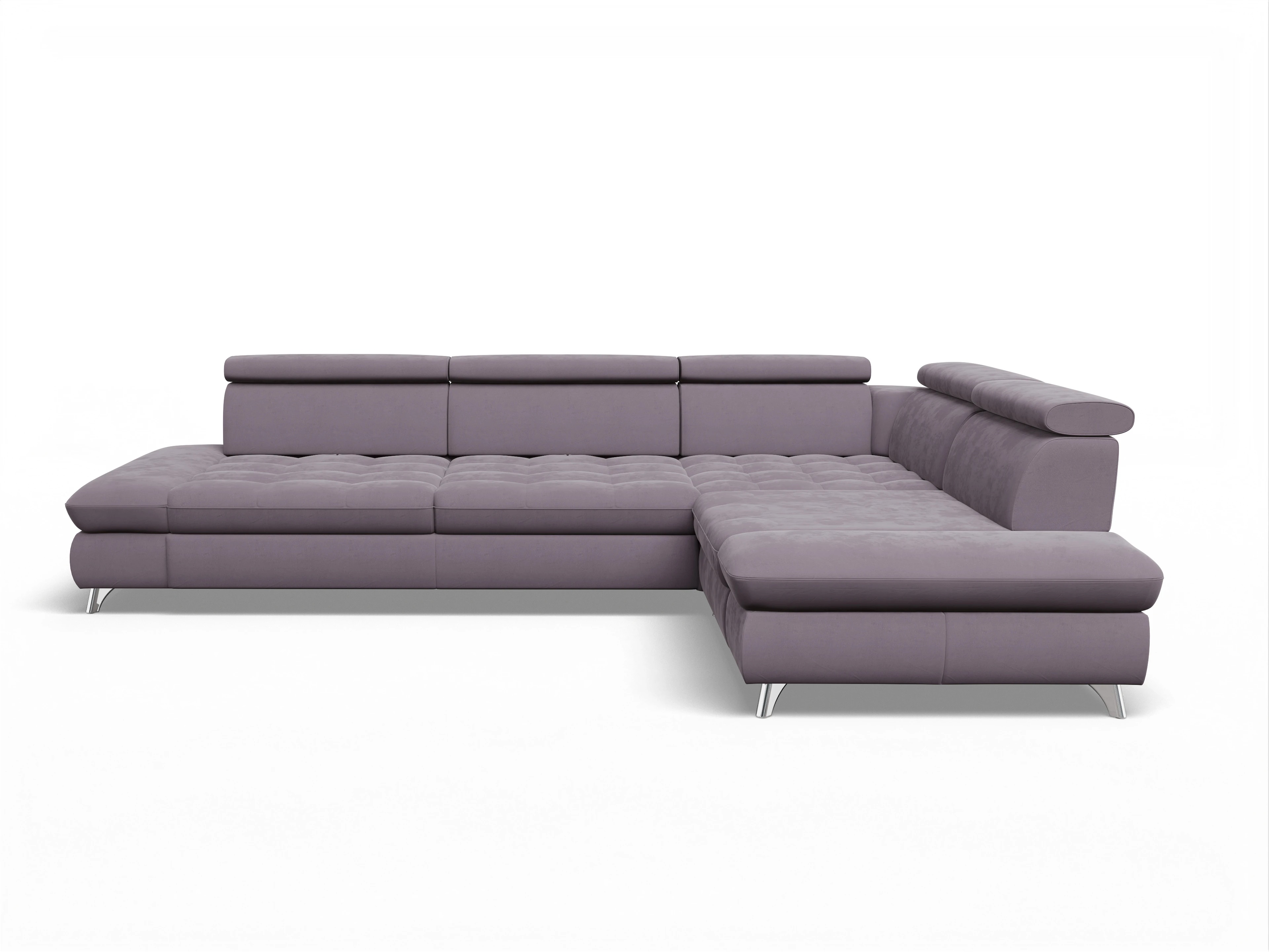Ansicht des Produktes Memphis Stoff Ecksofa rechts mit Armlehne in Stoff Lila