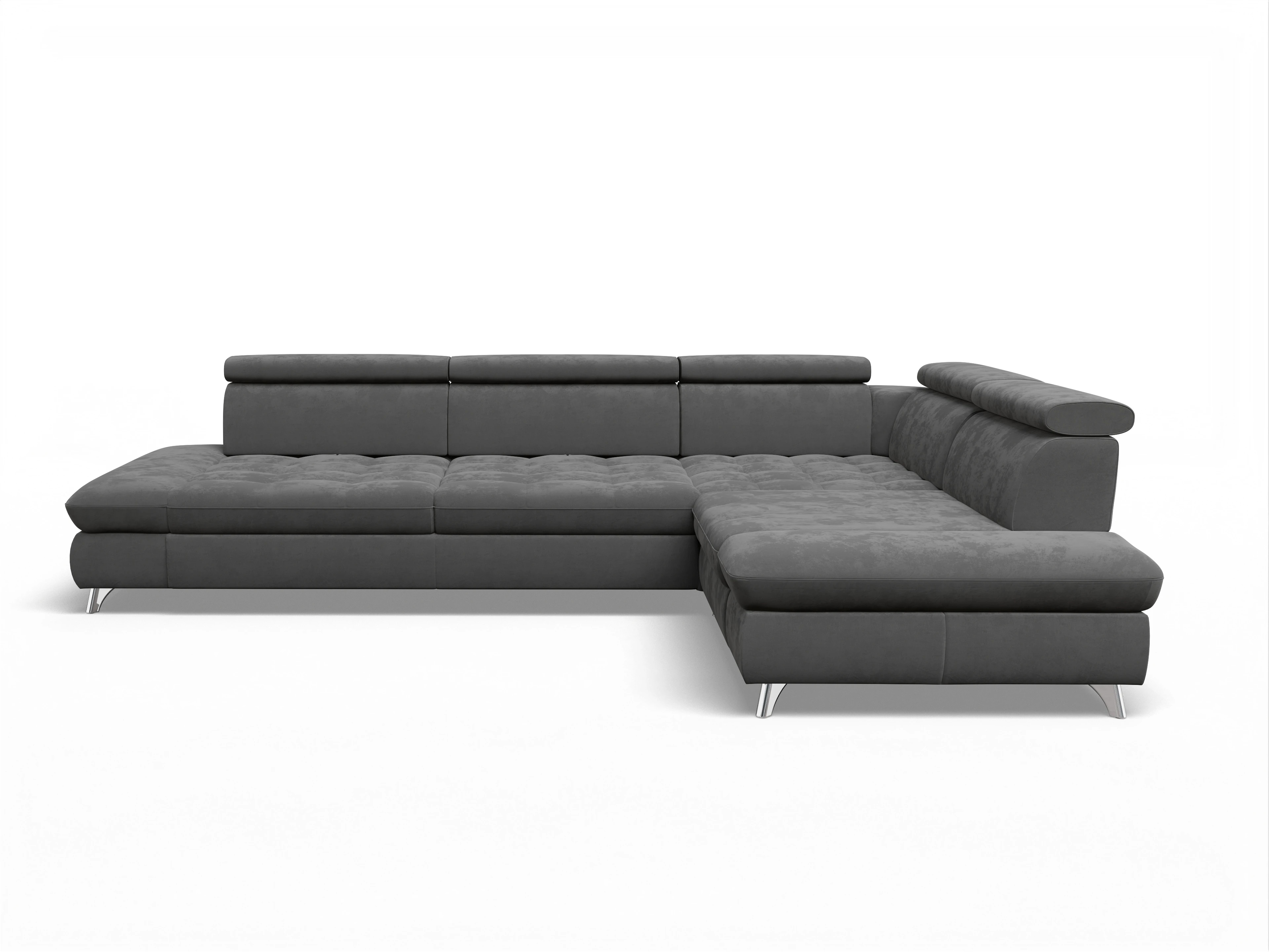 Ansicht des Produktes Memphis Stoff Ecksofa rechts mit Armlehne in Stoff Grau