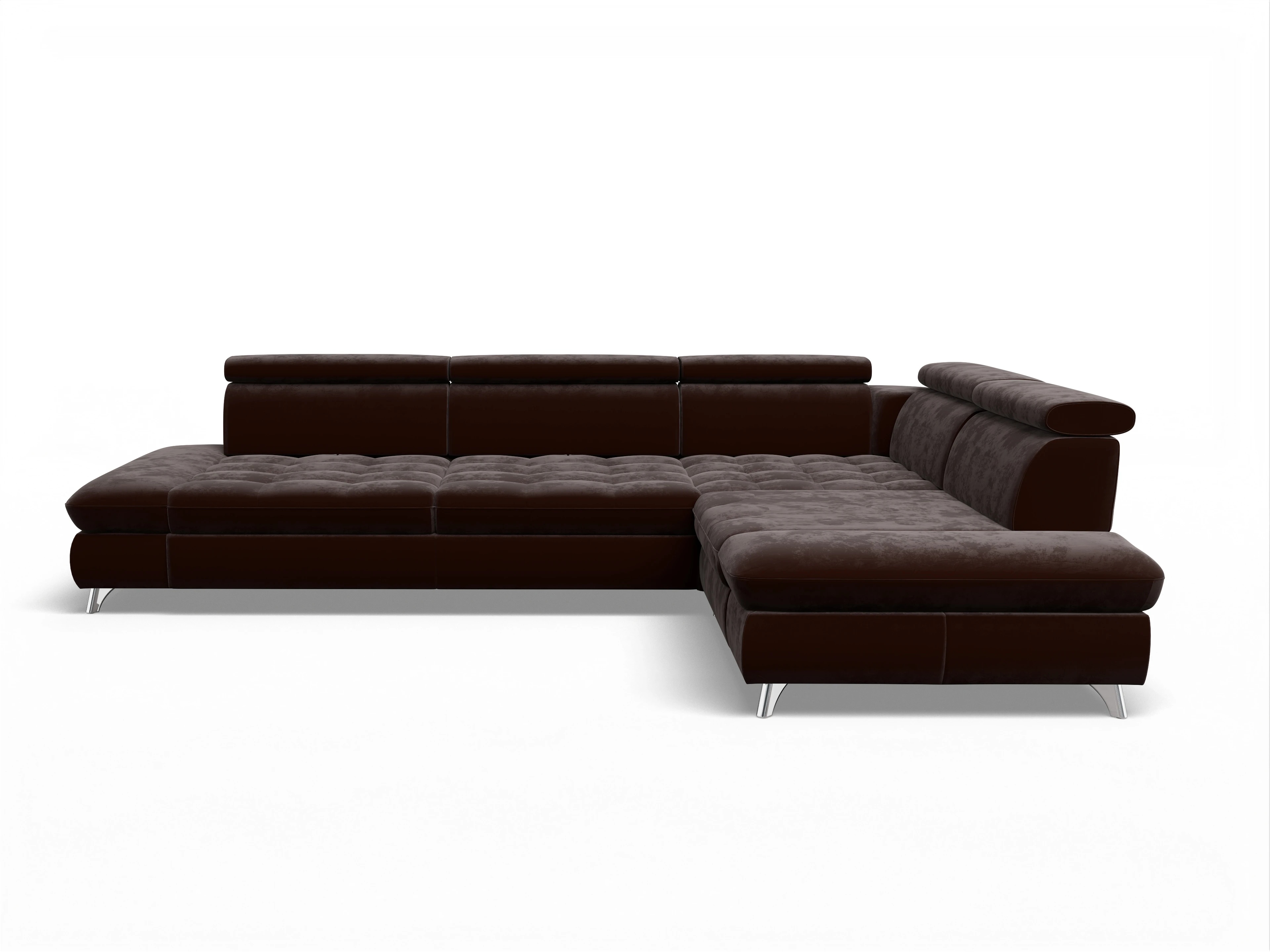 Ansicht des Produktes Memphis Stoff Ecksofa rechts mit Armlehne in Stoff Braun