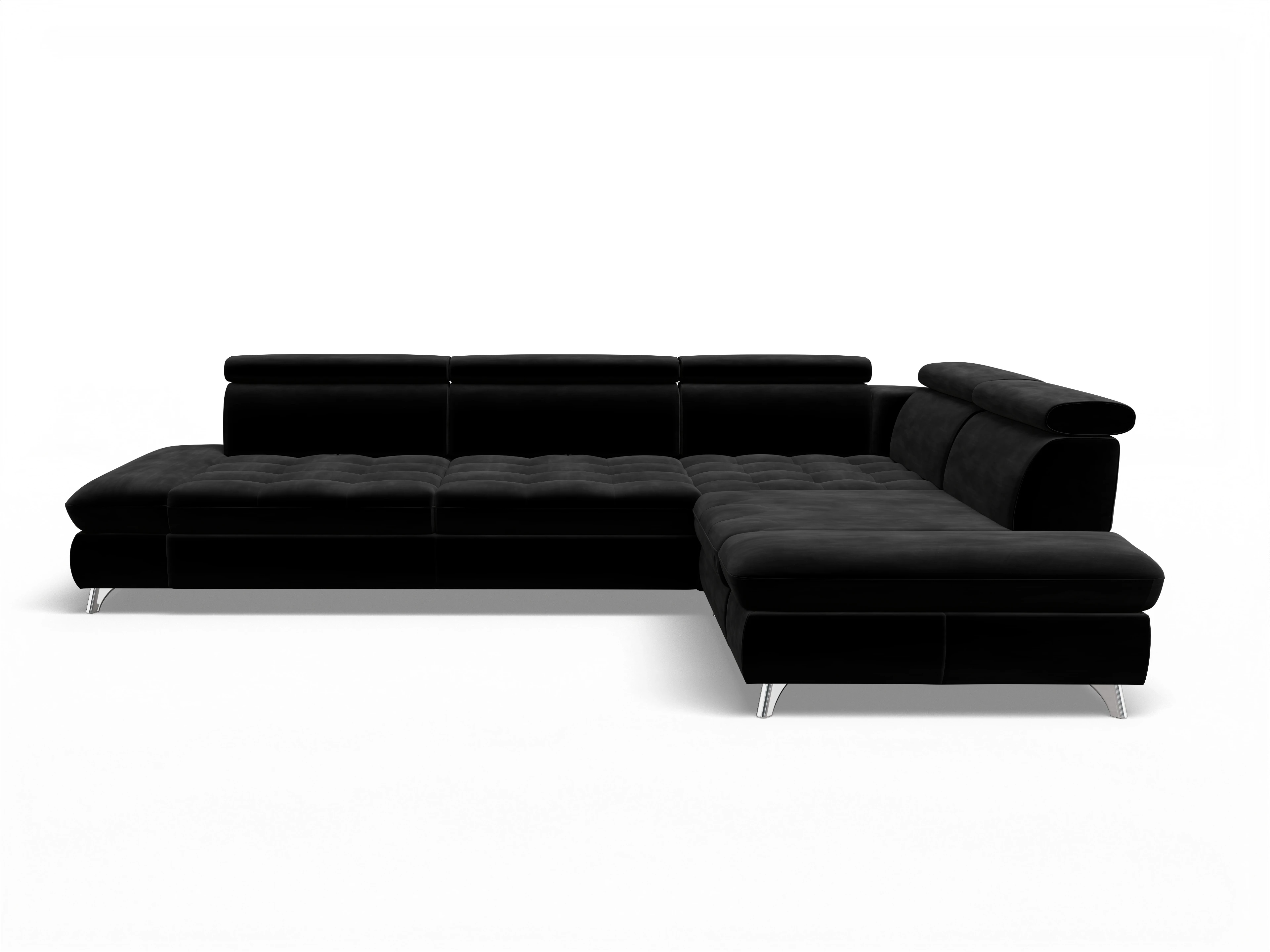 Ansicht des Produktes Memphis Stoff Ecksofa rechts mit Armlehne in Stoff Schwarz